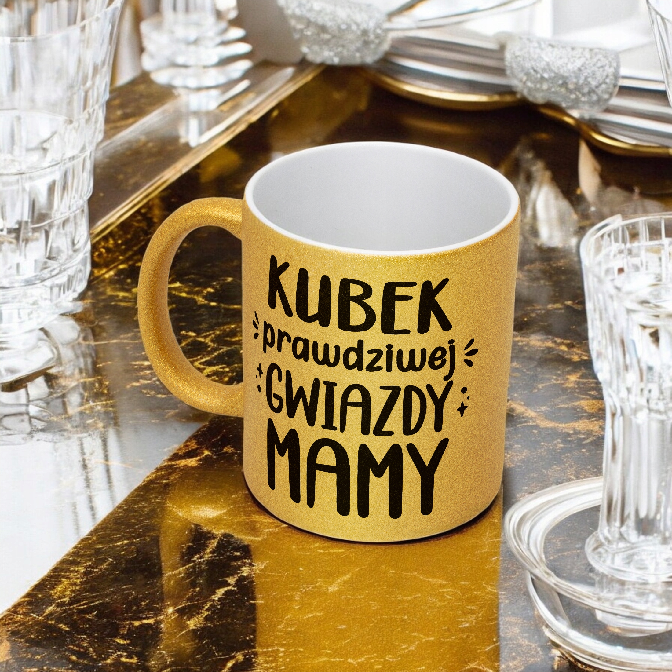 Złoty kubek brokatowy Dzień Matki Dla Mamy Kubek Prawdziwej Gwiazdy