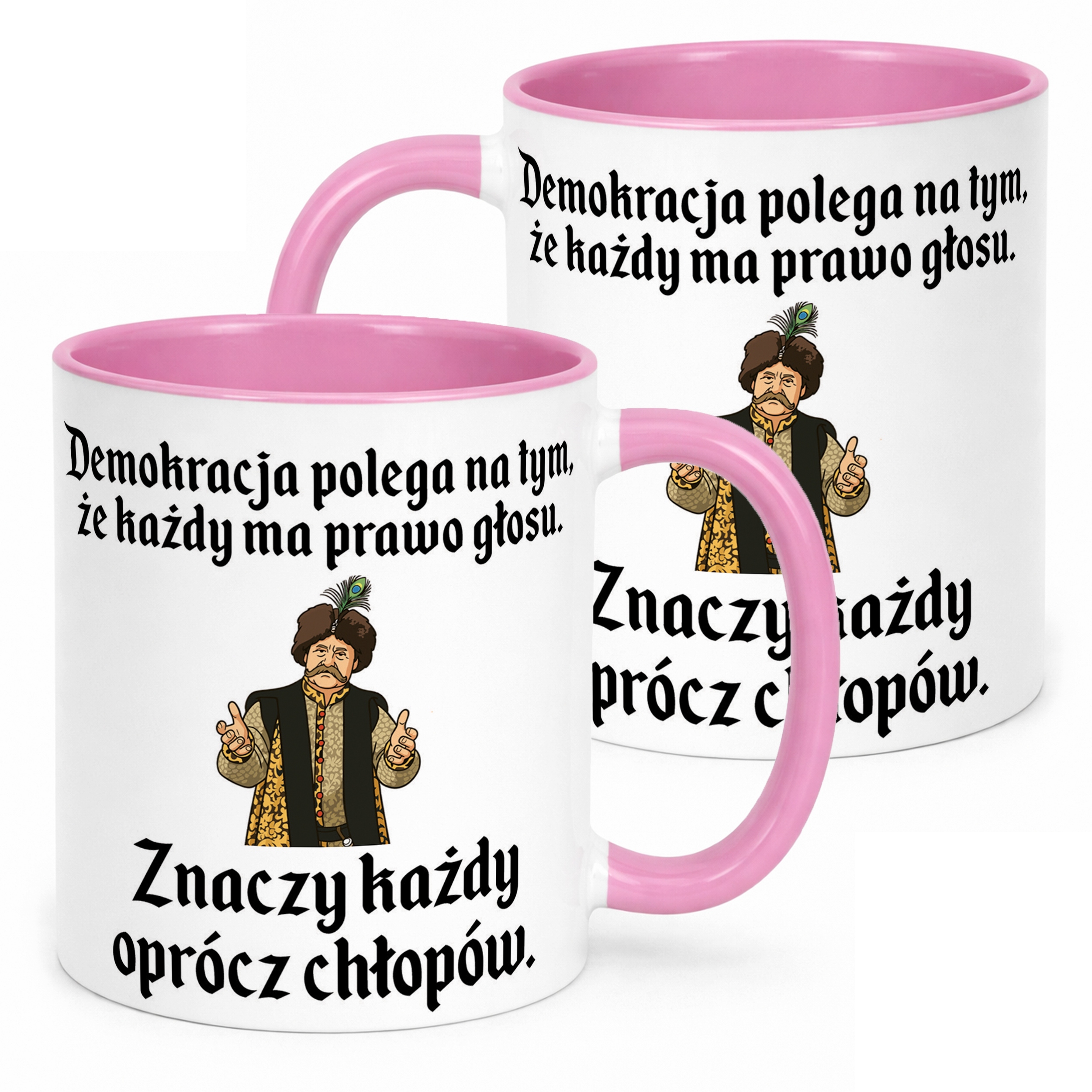 Kubek Różowy 1670 Demokracja Polega Na Tym Jan Paweł Prezent