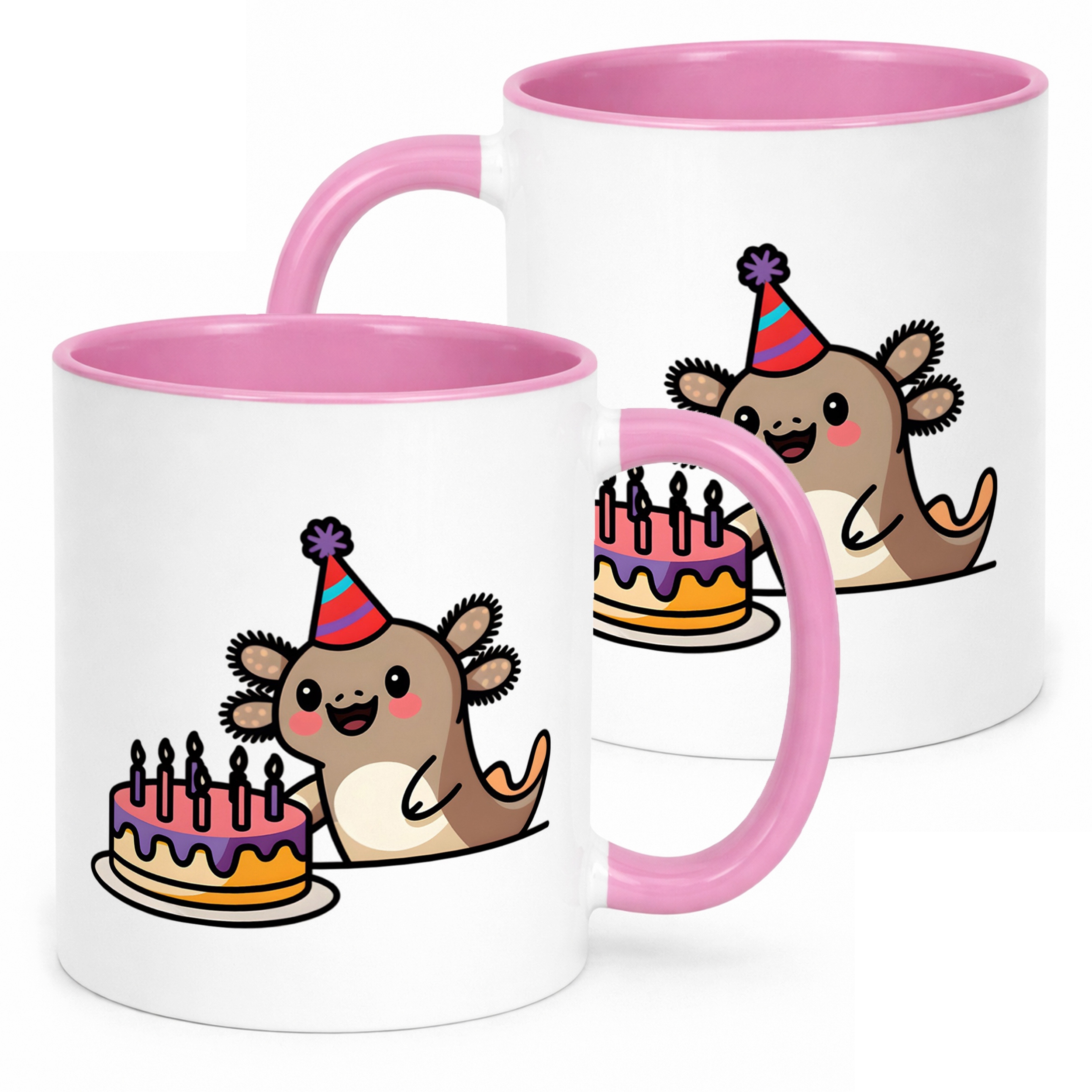 Śliczny różowy kubeczek ceramiczny Aksolotl Axolotl Różowy Zwierzak Trend