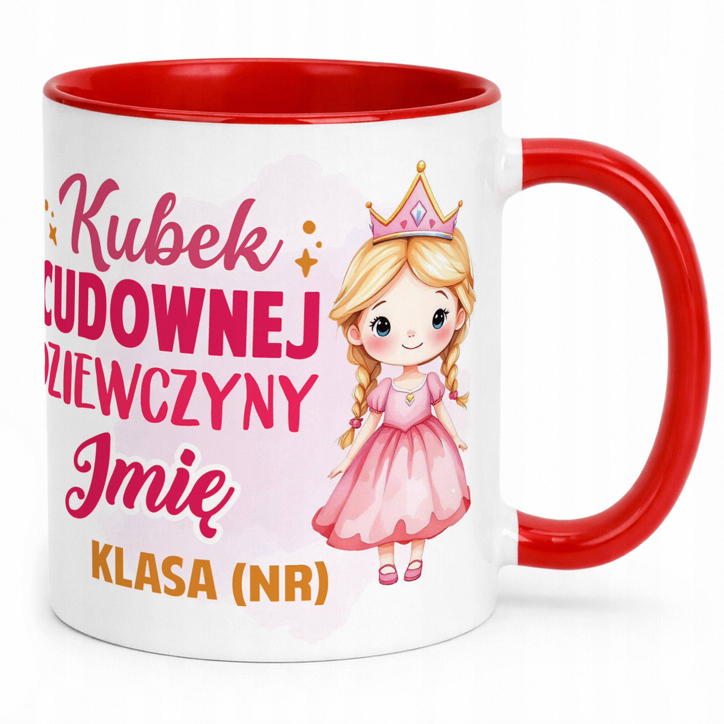 Kubek Czerwony Z Imieniem Klasa Dzień Kobiet Dla Dziewczynki Prezent
