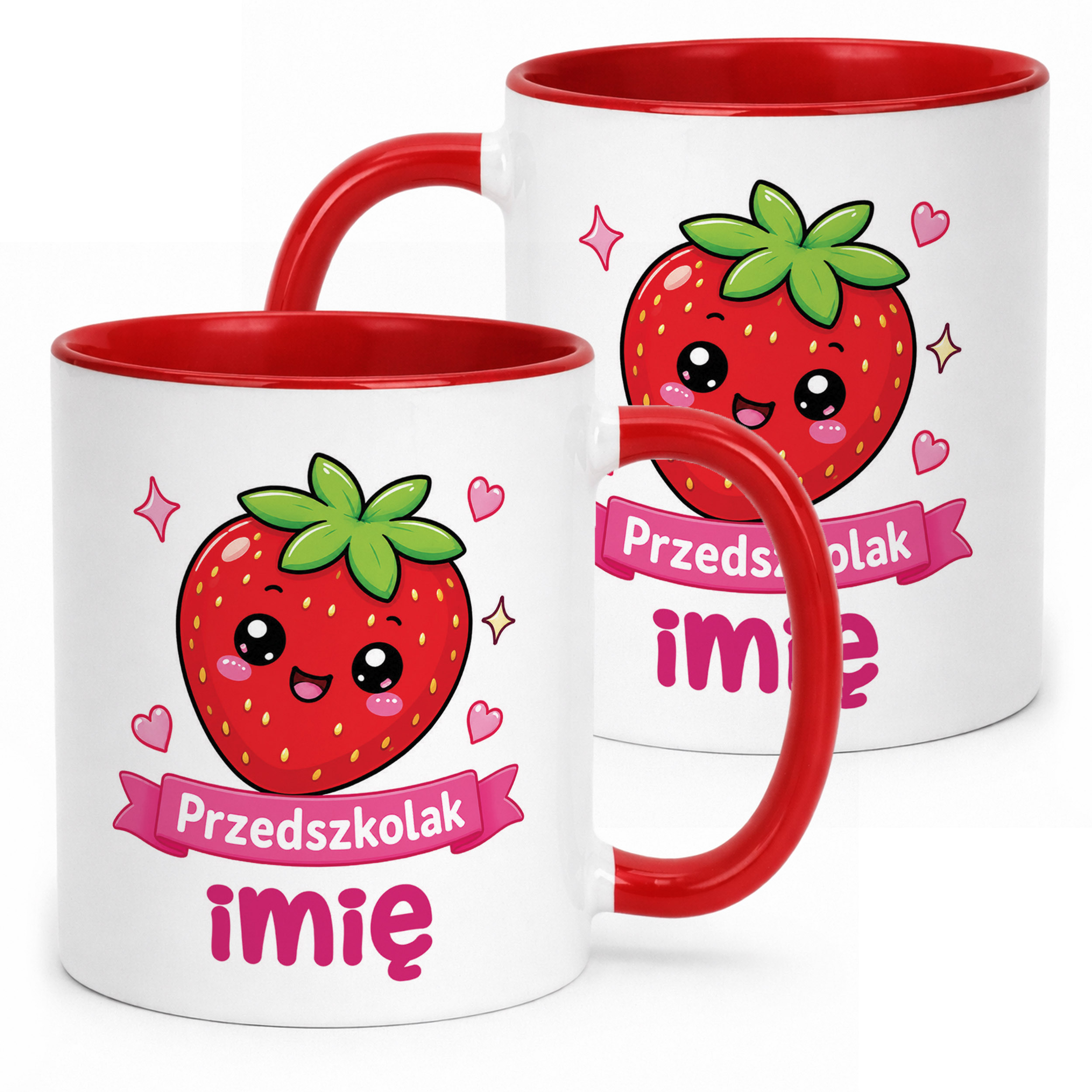 Kubek Czerwony z nadrukiem personalizowany Przedszkolak Szkoła Dla Dzieci