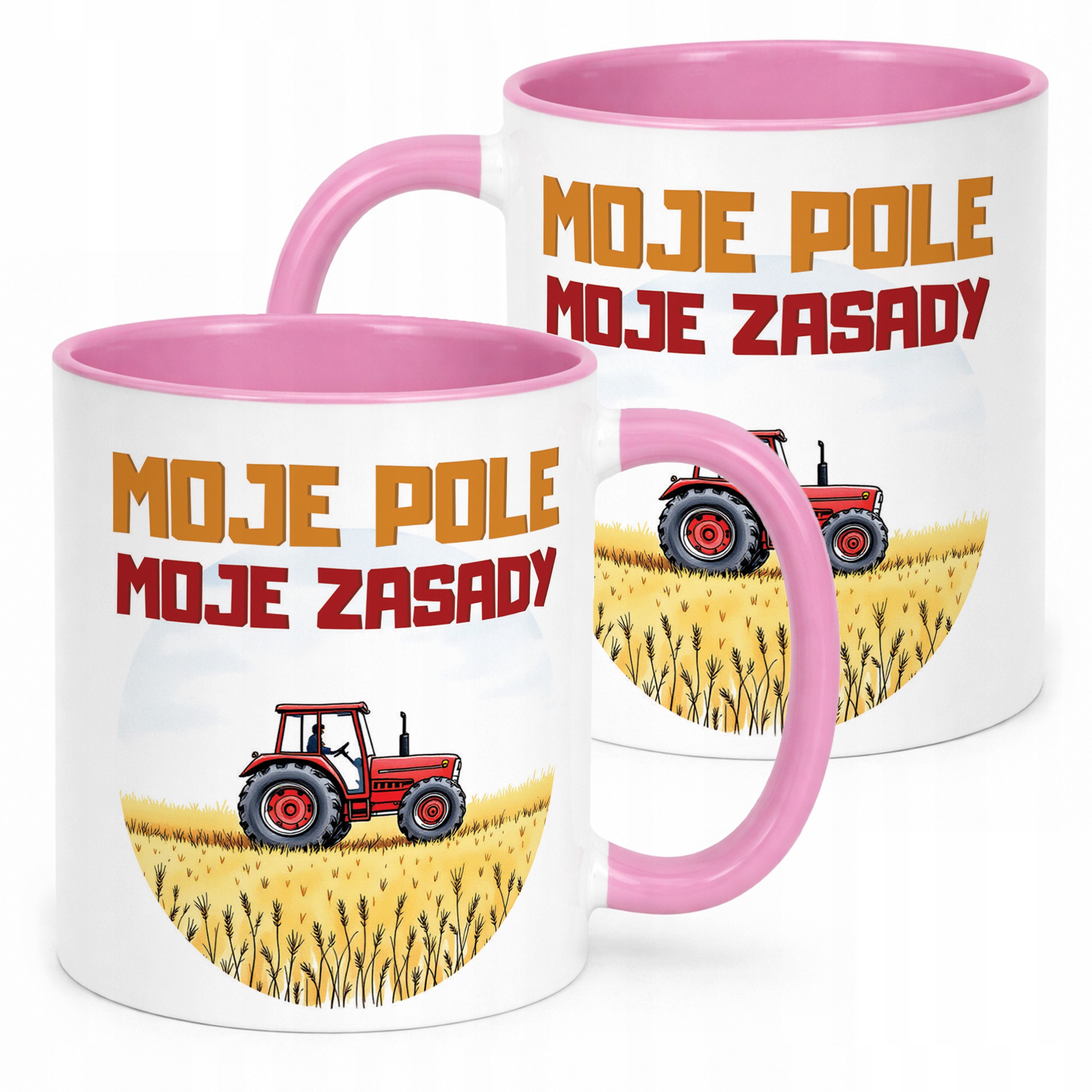 Kubek Różowy Rolnik Dla Rolnika Traktor Zabawny Prezent Upominek