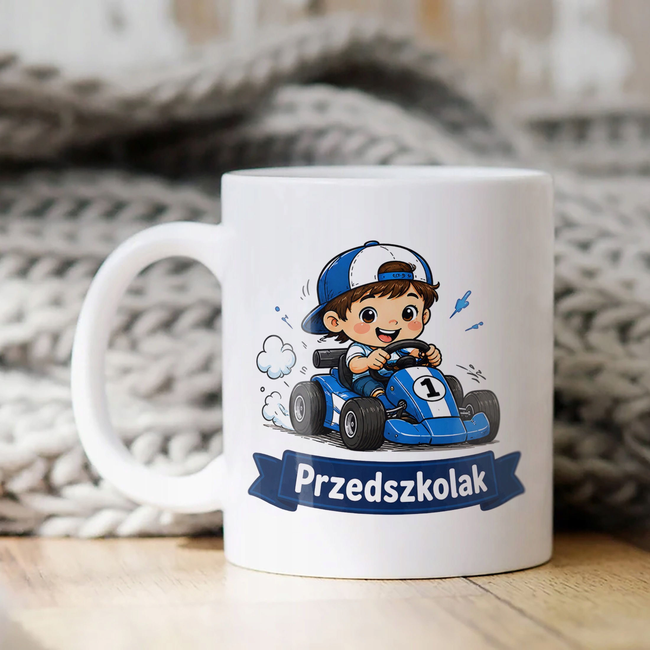 Biały Kubek z nadrukiem Przedszkolak Szkoła Dla Dzieci Prezent