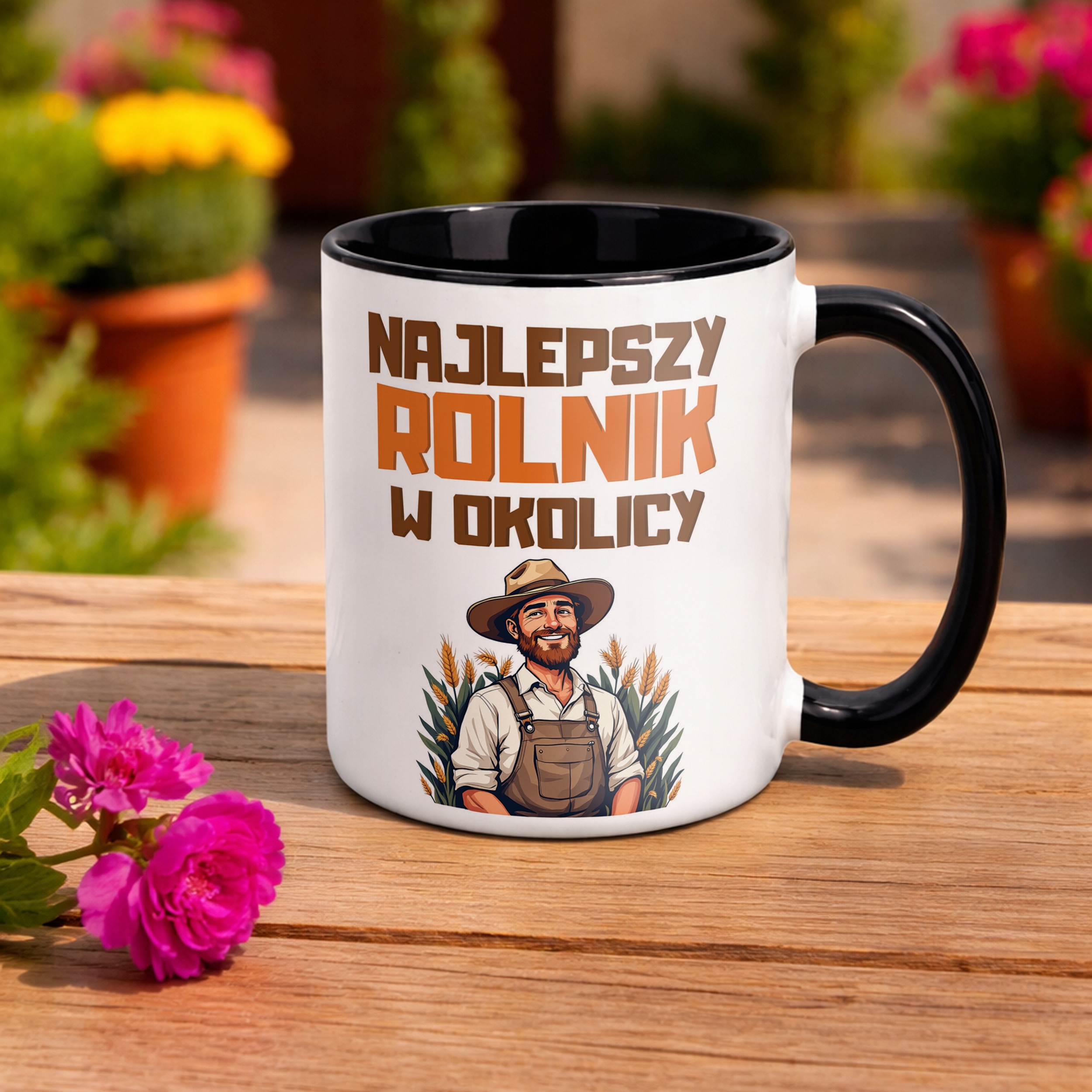 Kubek Czarny Rolnik Dla Rolnika Traktor Zabawny Prezent Upominek