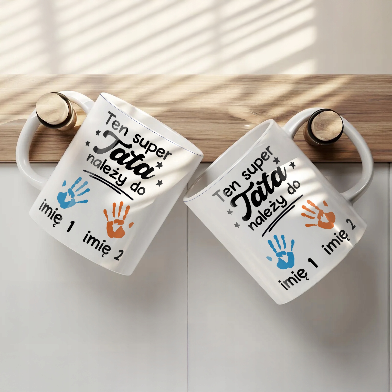 Kubek ceramiczny Personalizowany Dzień Ojca Tata Należy Do 2 Dzieci