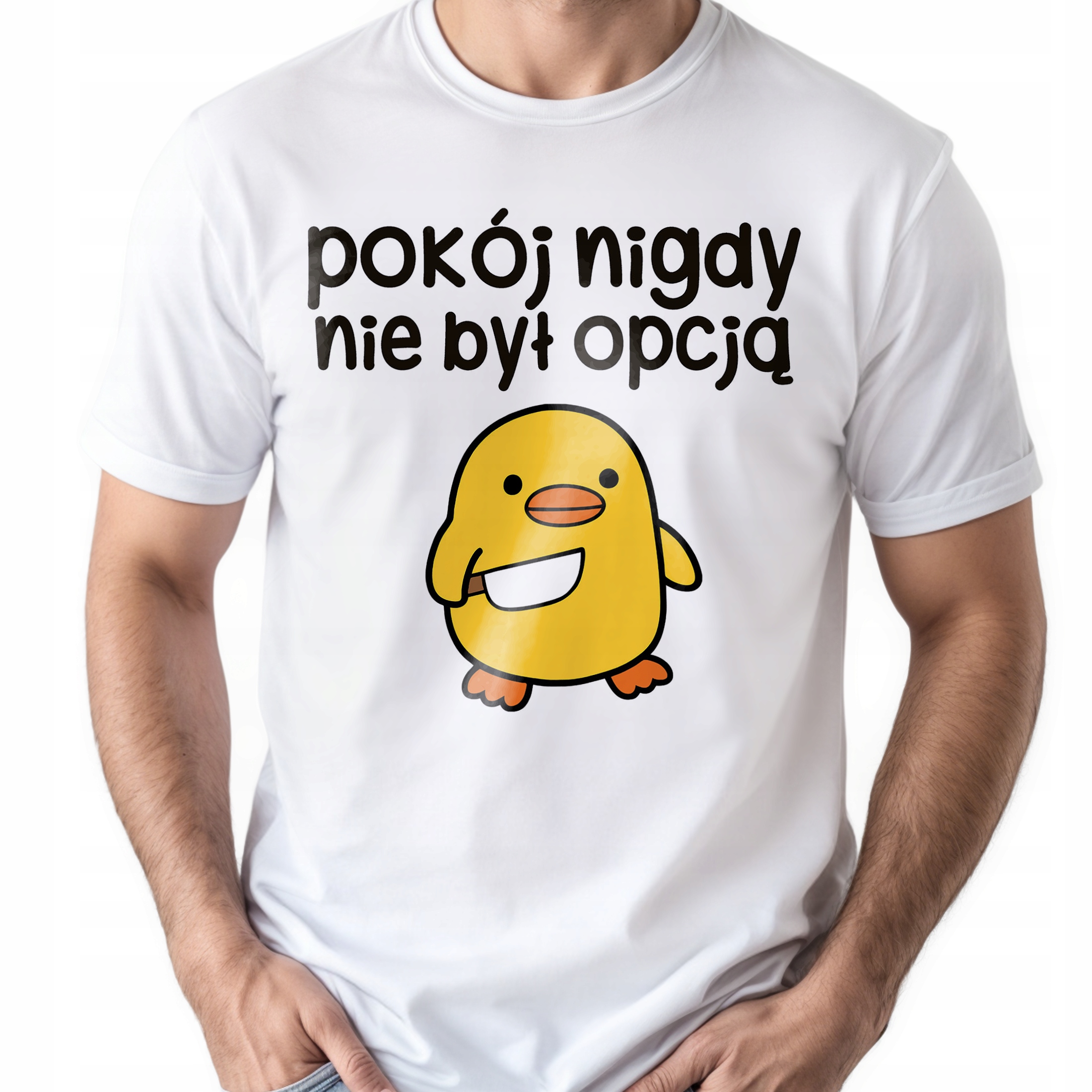Koszulka biała męska Pokój Nigdy Nie Był Opcją Zabawny Prezent