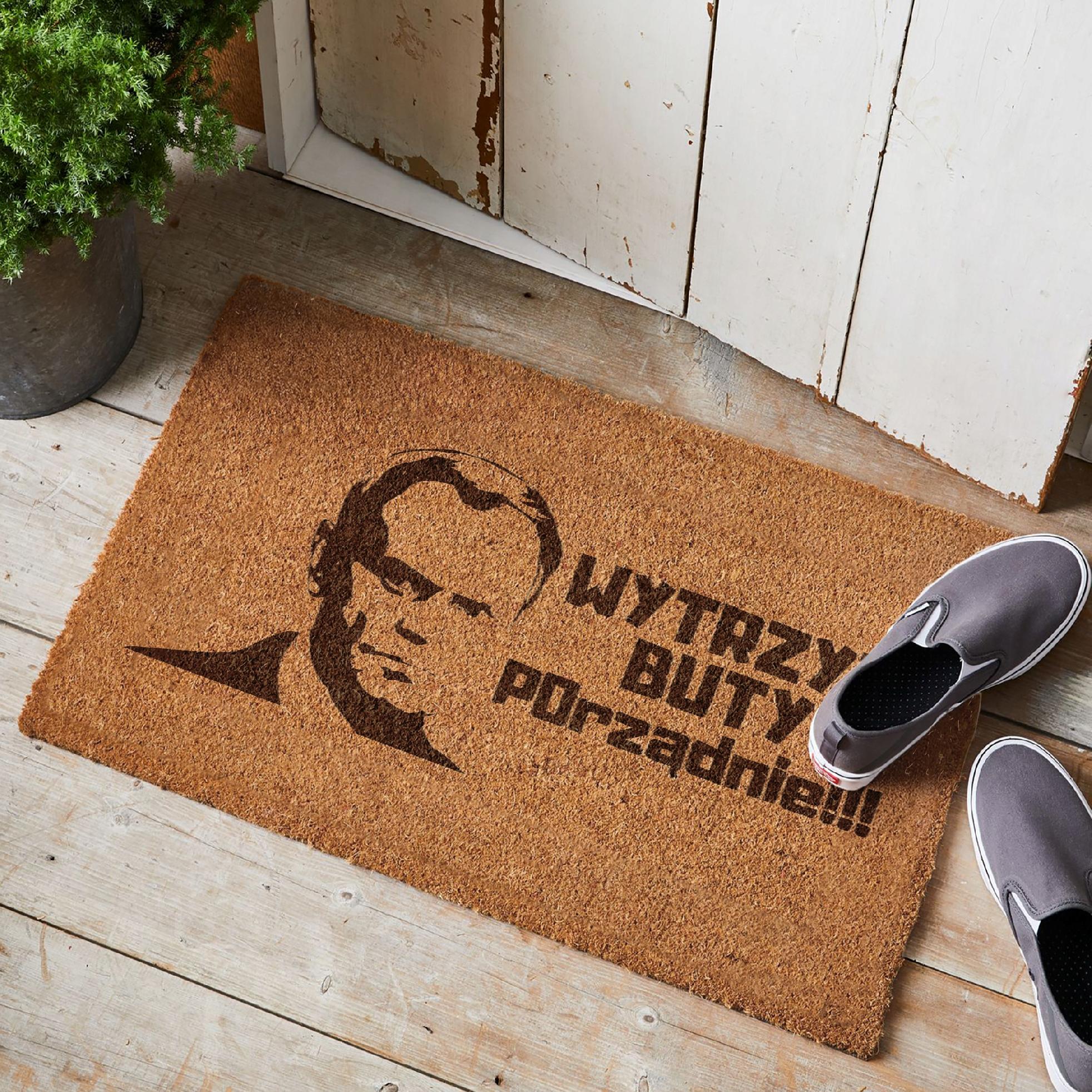 Wycieraczka Wytrzyj Buty POrządnie Anty Tusk pod drzwi kokosowa 60×40