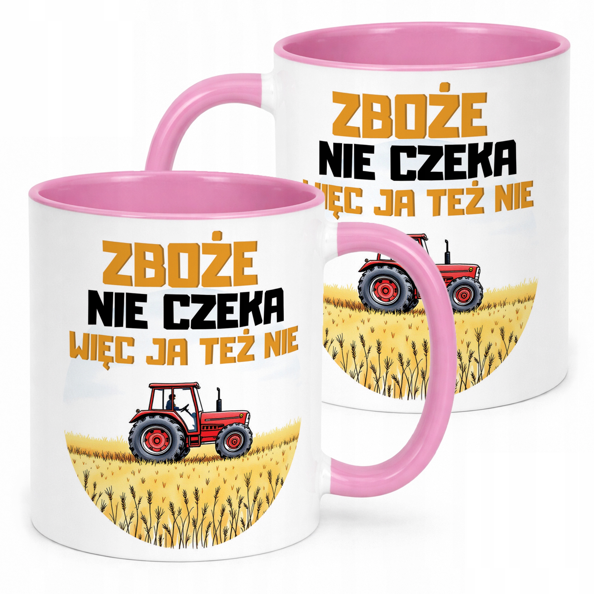 Kubek Różowy Rolnik Dla Rolnika Traktor Zabawny Prezent Upominek