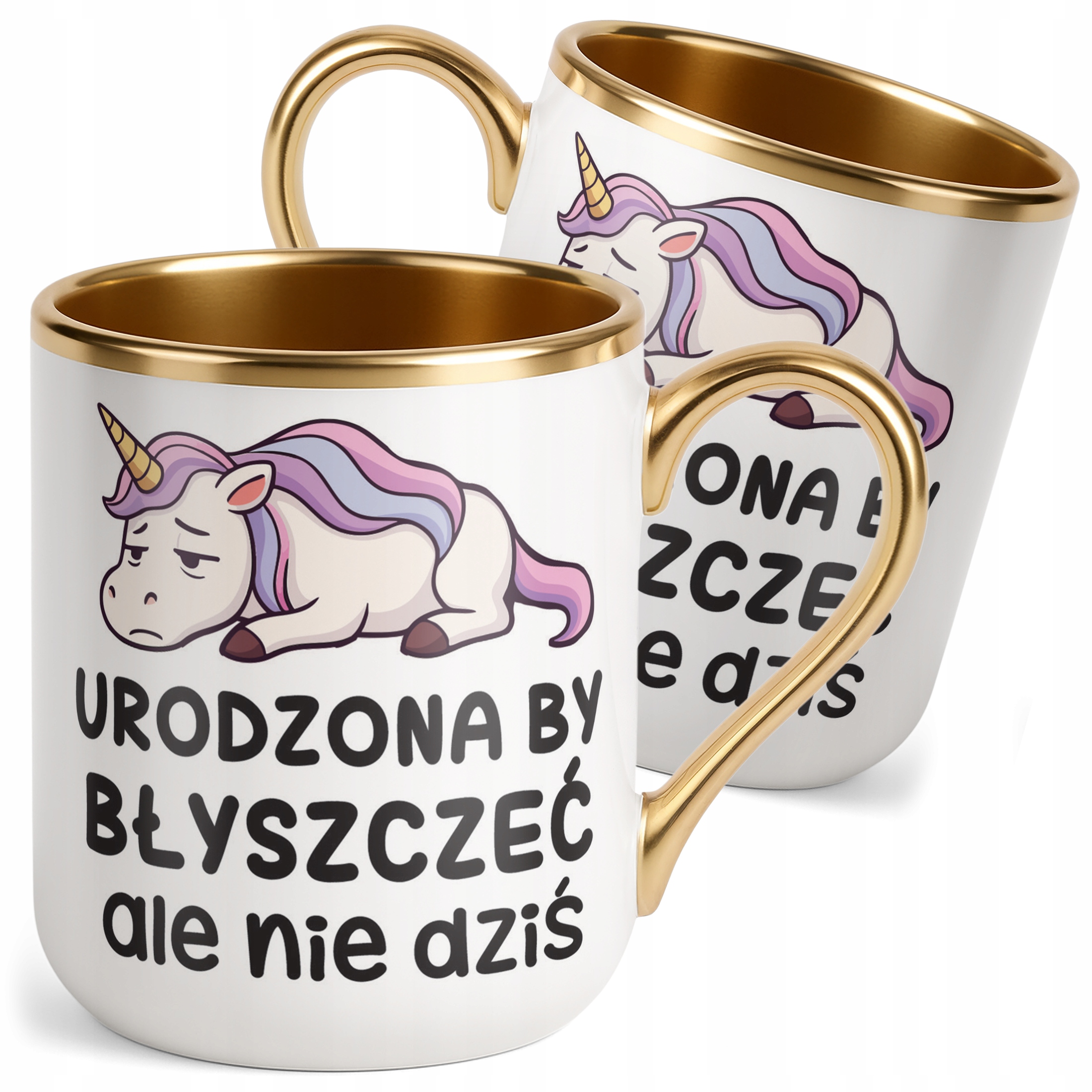 Kubek Premium Złoty Urodzona By Byszczeć Śmieszny Zabawny Prezent