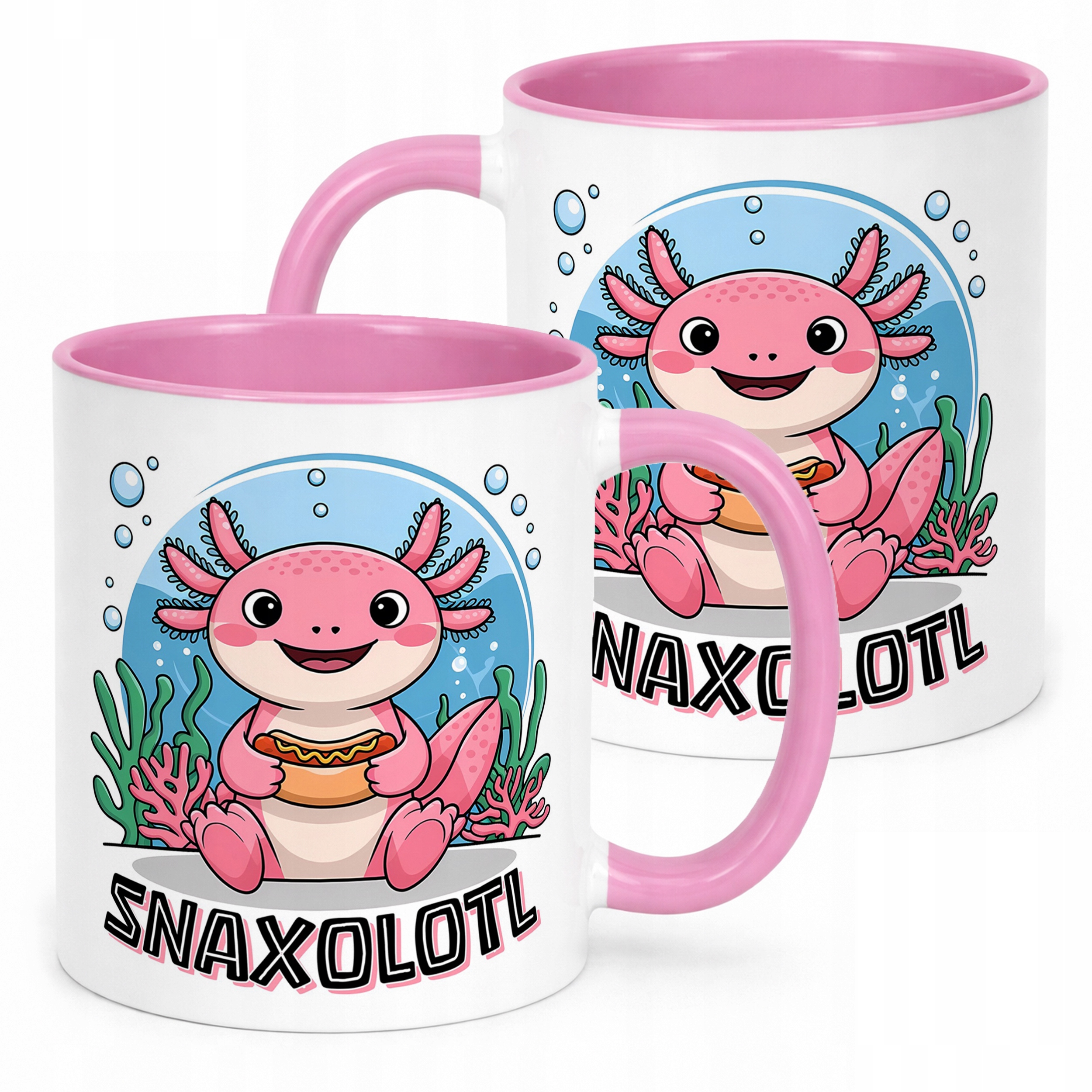 Różowy kubeczek na upominek dla dzieci Aksolotl Axolotl Różowy Zwierzak