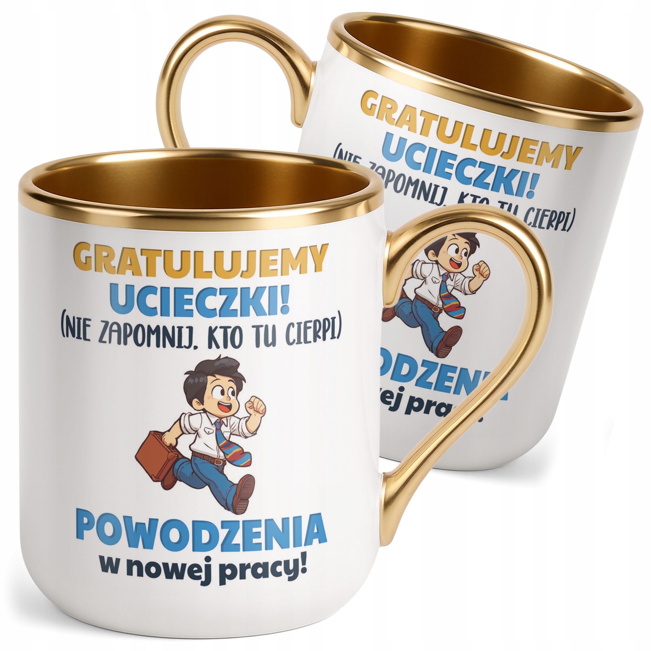 Kubek Premium Złoty Pożeganie Odejście z Pracy Dla Kolegi Prezent