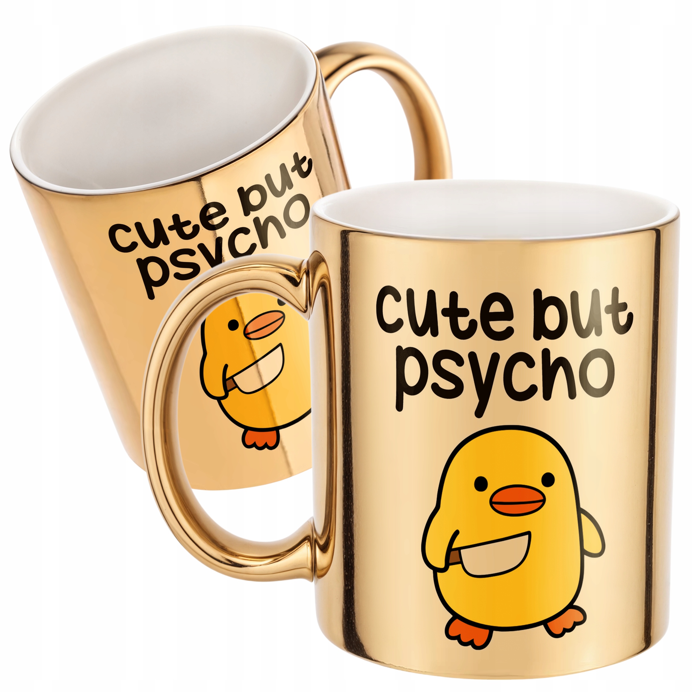 Złoty Kubek Cute But Psycho Śmieszny Zabawny Prezent