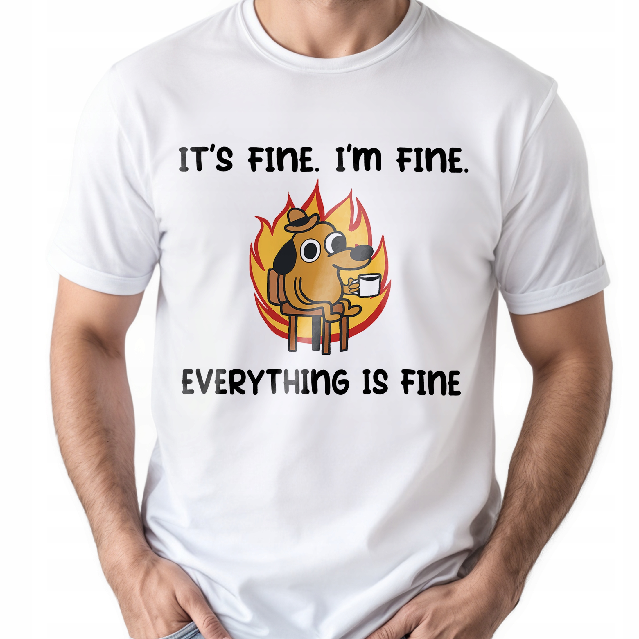 Koszulka biała męska It’s Fine I’m Fine Zabawny Prezent