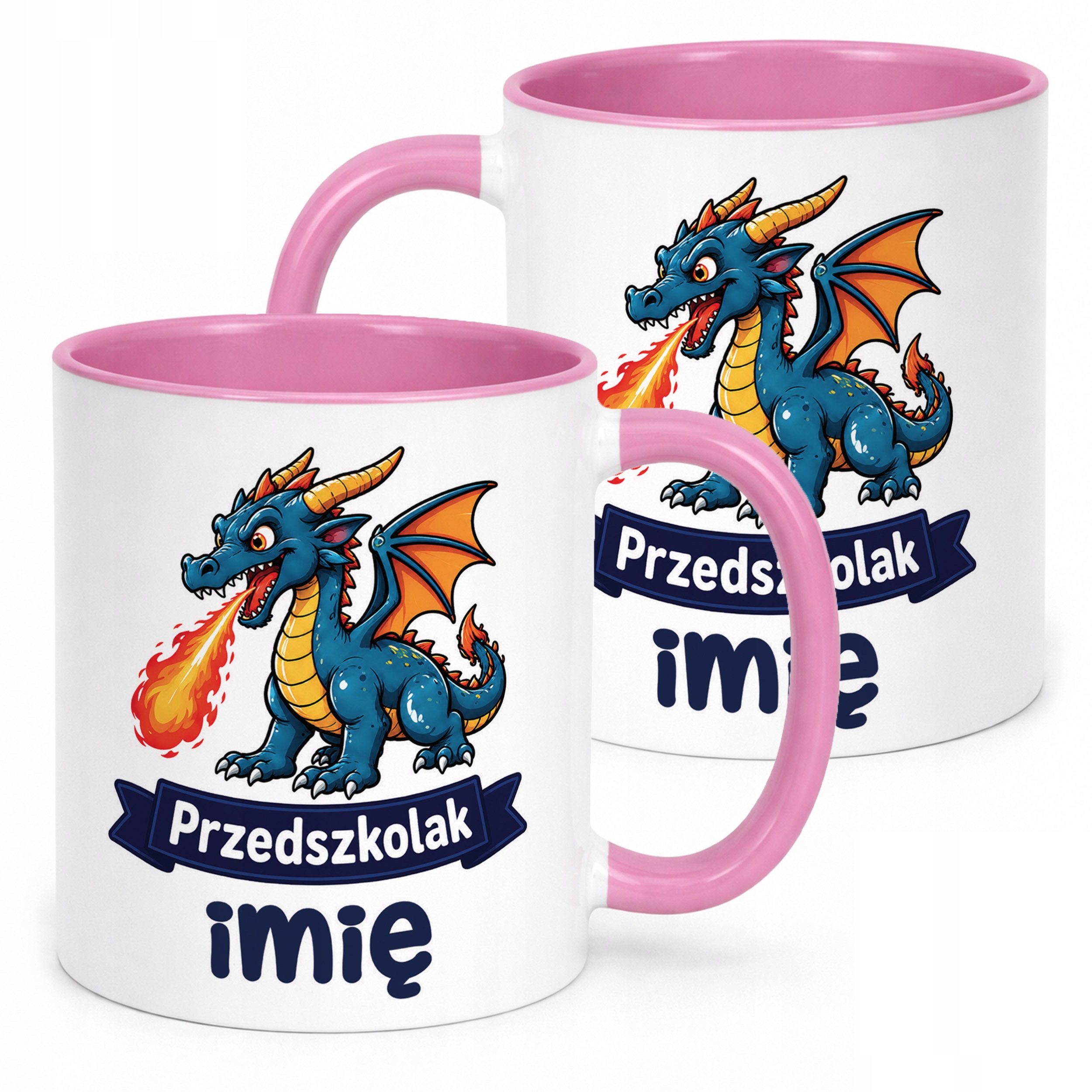 Kubek Różowy z nadrukiem personalizowany Przedszkolak Szkoła Dla Dzieci