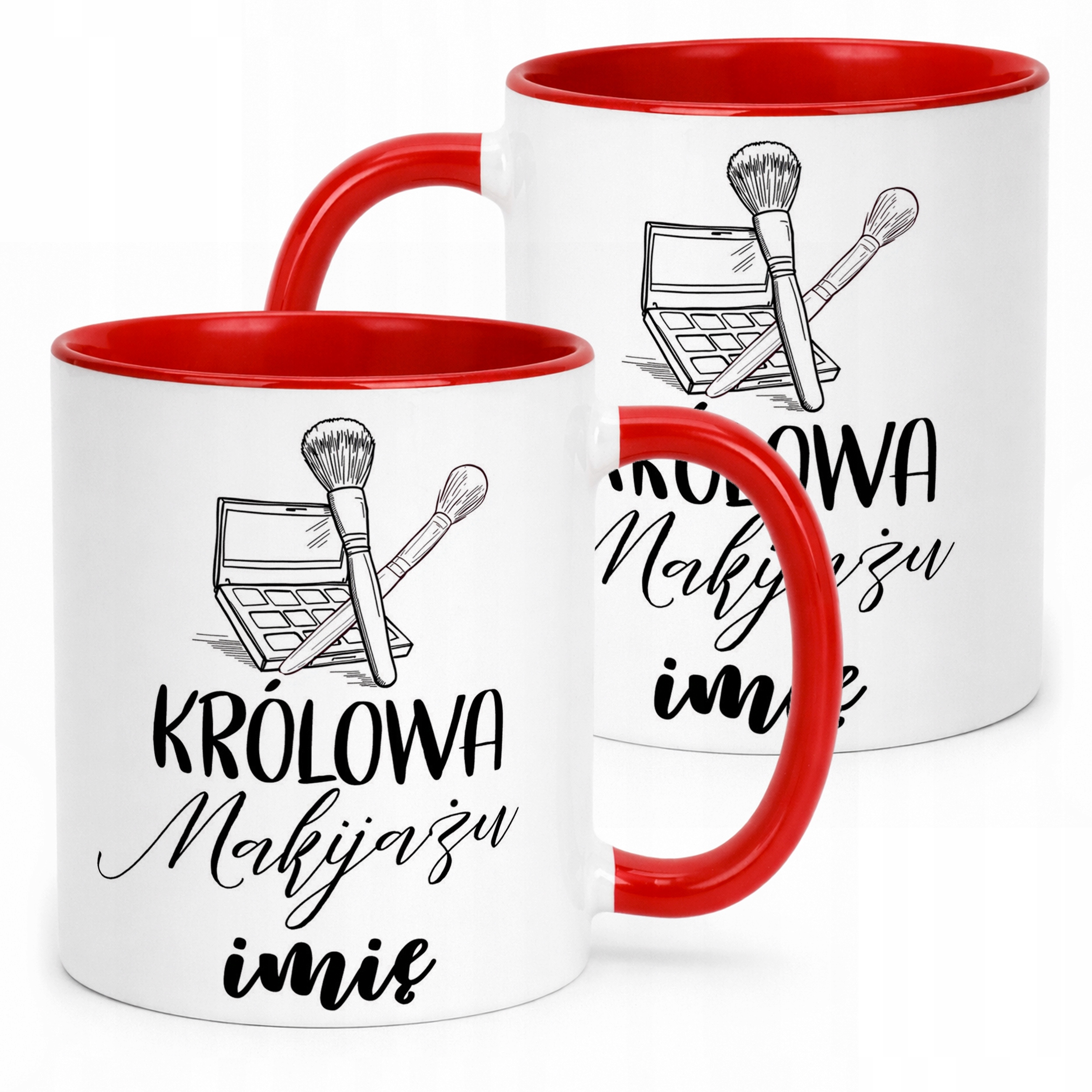 Kubek Czerwony Personalizowany Królowa Makijażu Prezent