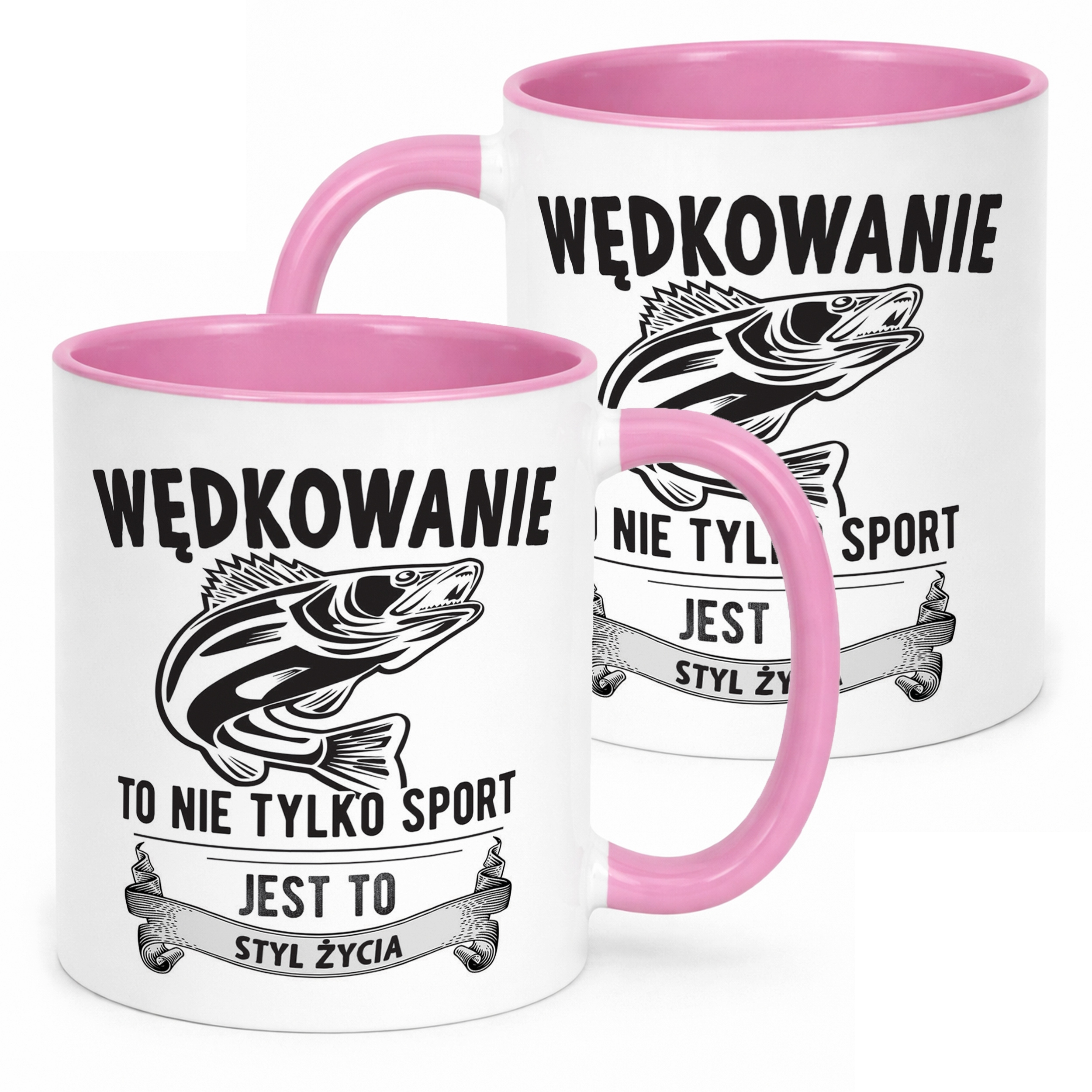 Kubek Różowy Dla Wędkarza Ryby Wędkowanie Prezent Upominek