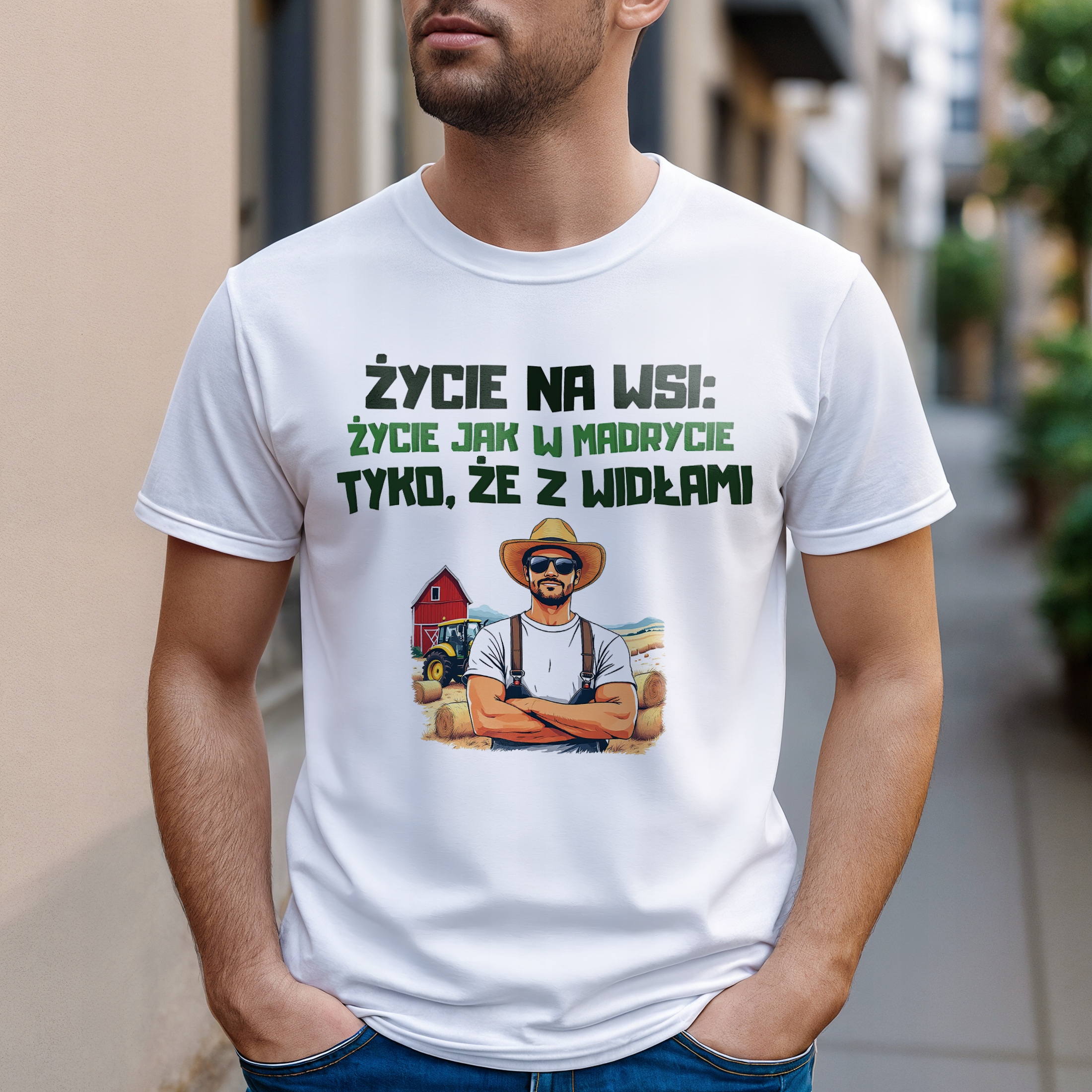Koszulka biała męska Dla Rolnika Zabawny Prezent Upominek