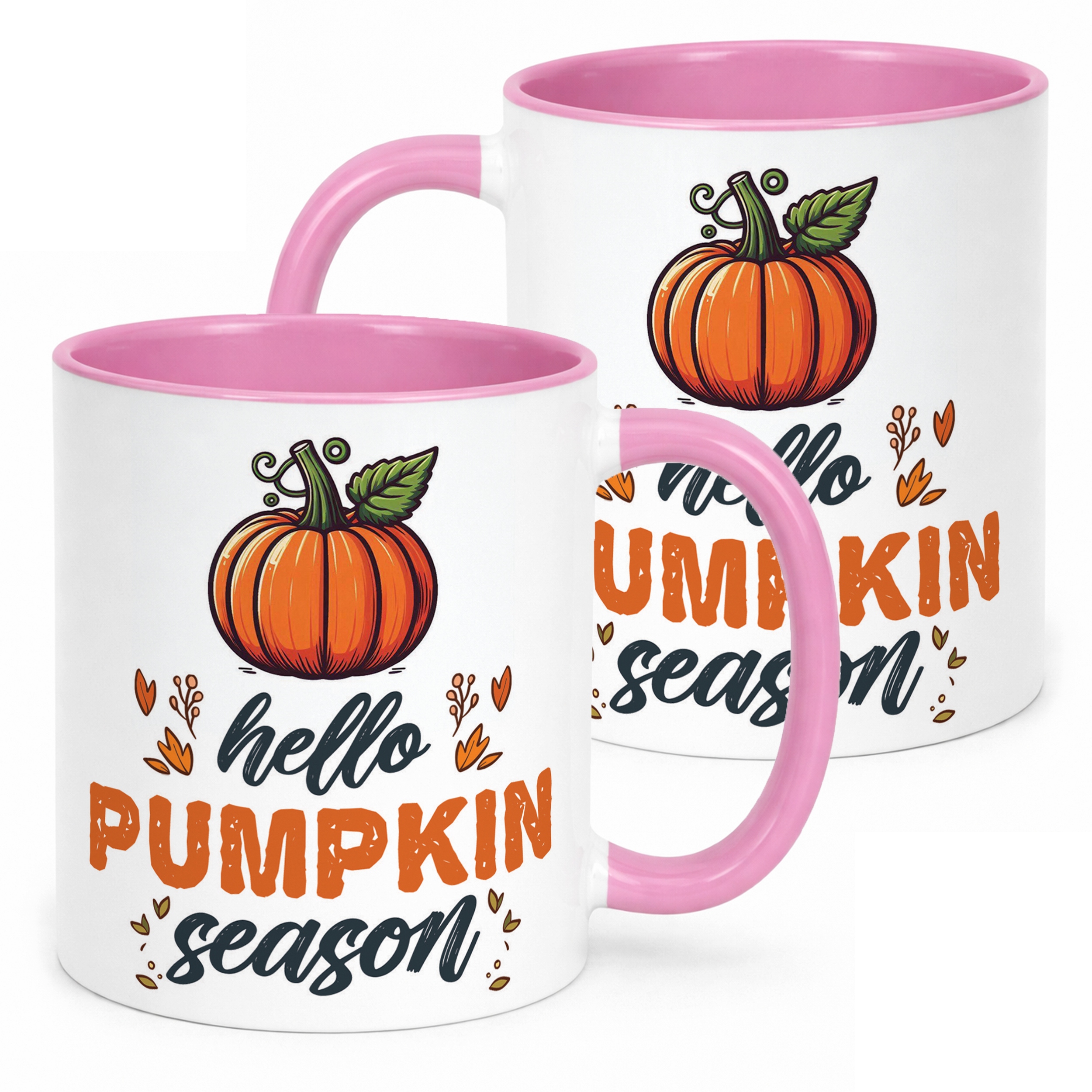Kubek Różowy Jesienny Jesień Hello Pumpkin Dynia Prezent