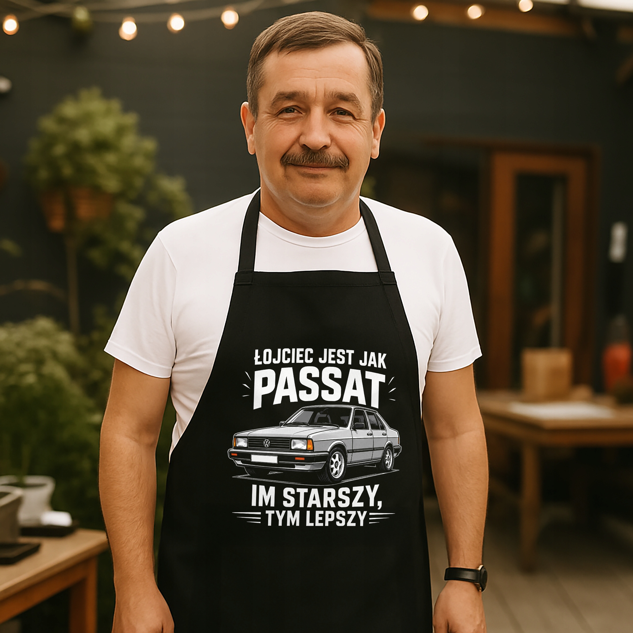 Fartuch czarny dla taty prezent na Dzień Ojca miły upominek dla taty