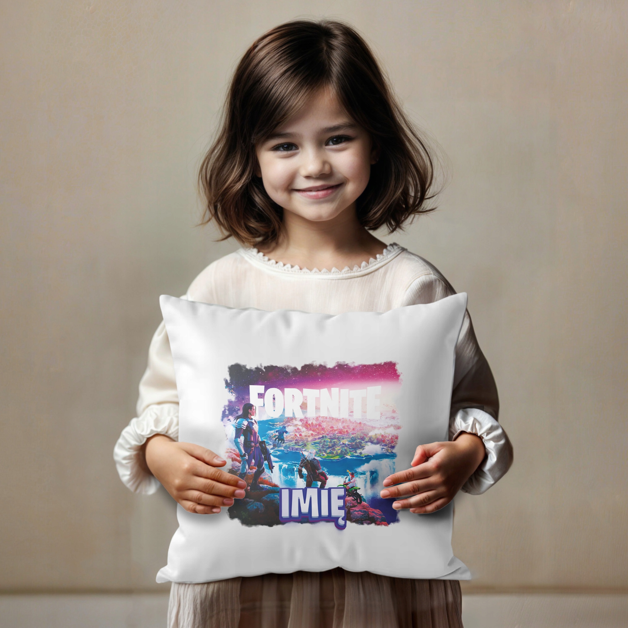 Poduszka 38×38 cm z Imieniem Fortnite dla Fanów i Graczy