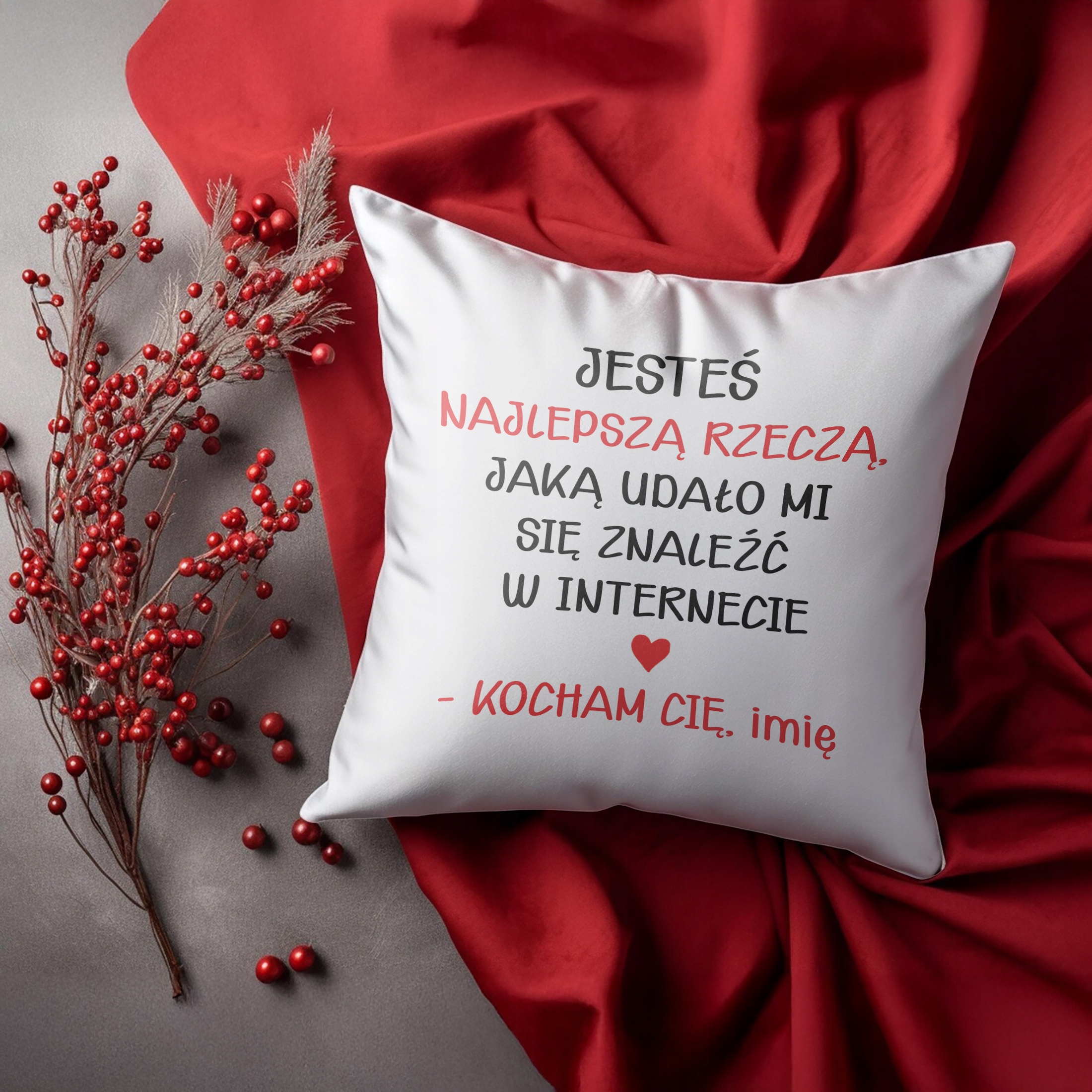 Zestaw Kubek + Poduszka 38×38 cm Walentynki Z imieniem Dla Pary Prezent