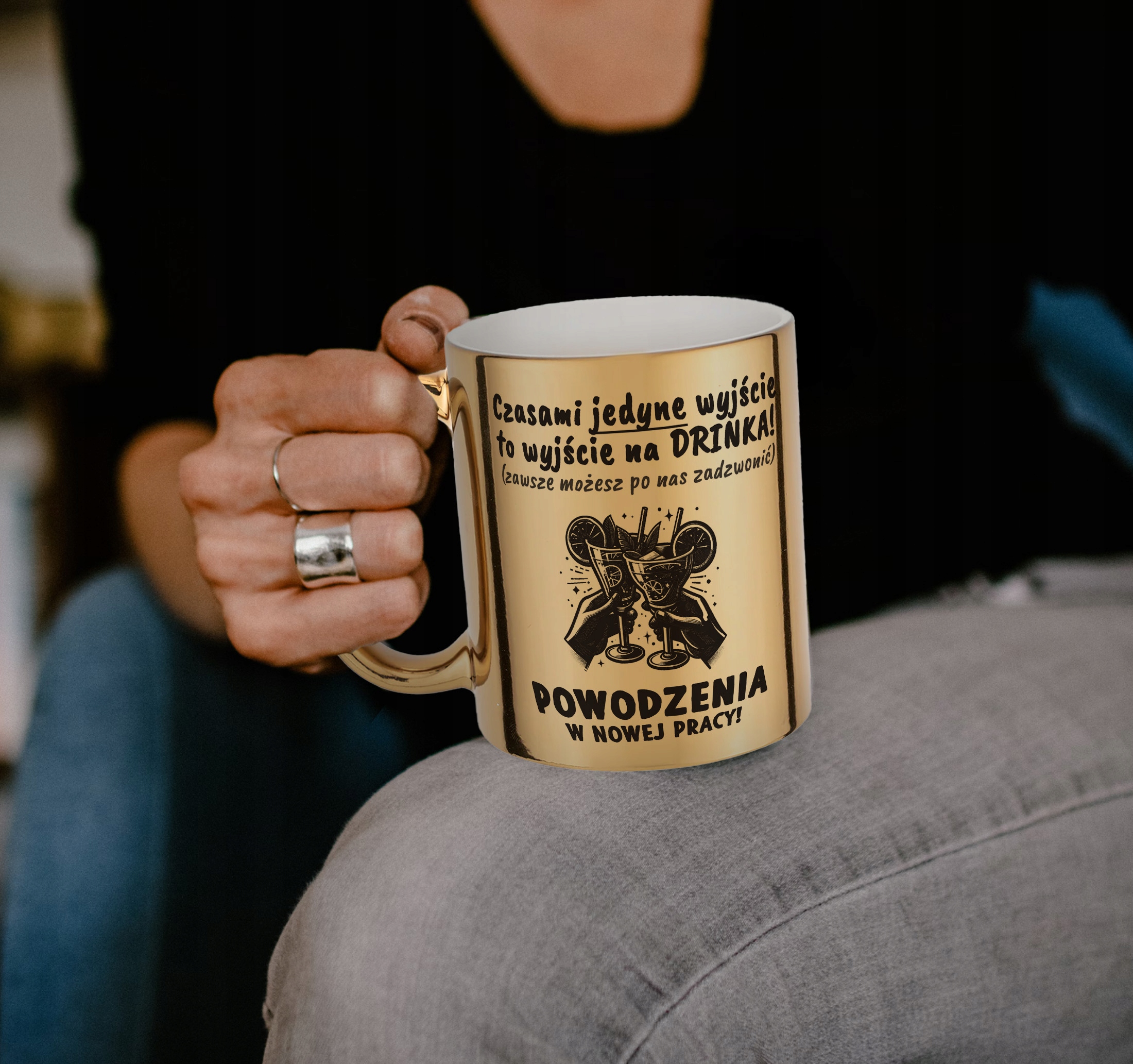 Kubek Złoty ceramiczny 330 ml Na Odejście Z Pracy Prezent Pożegnanie