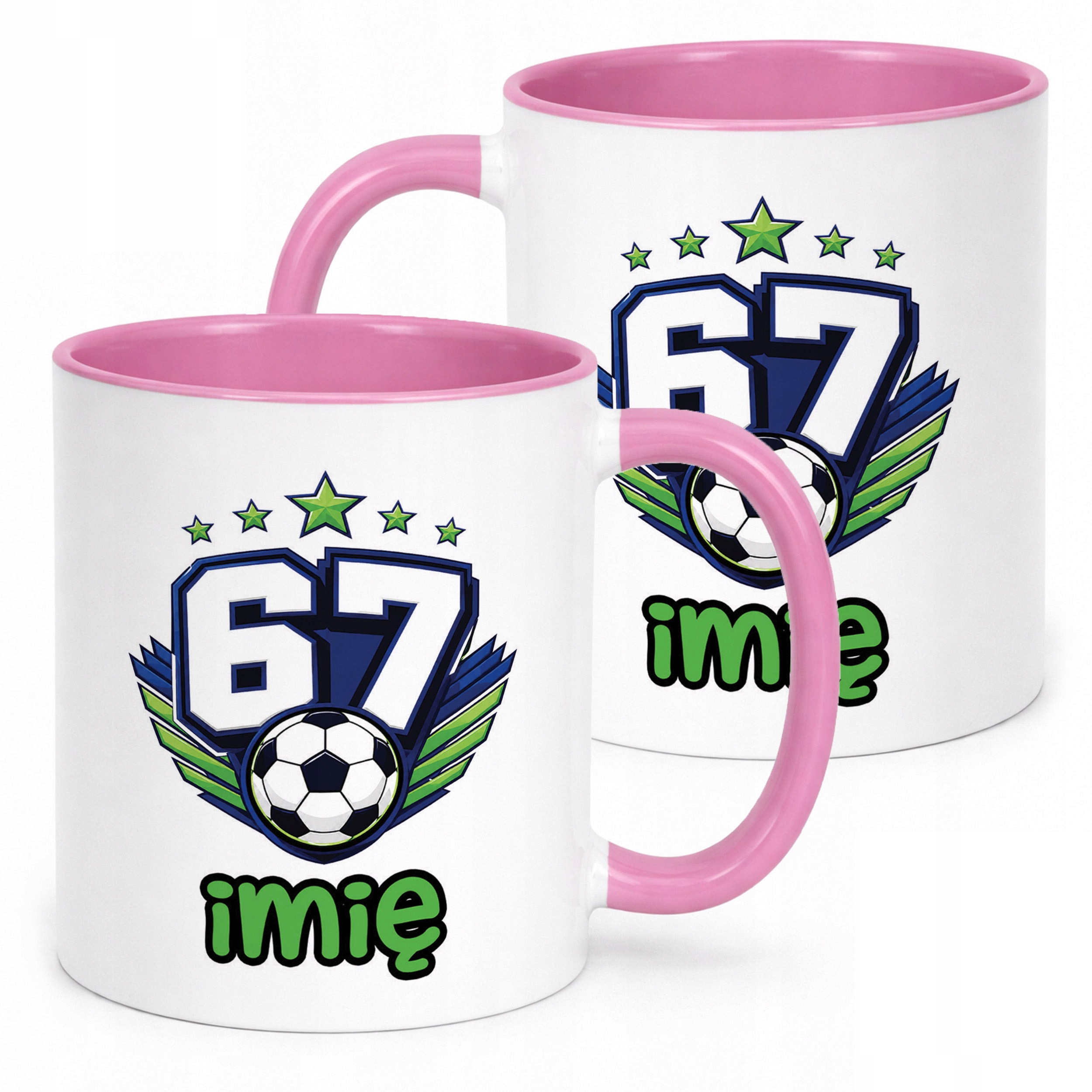 Kubek Różowy z nadrukiem personalizowany 67 Piłka Dla Dzieci Prezent