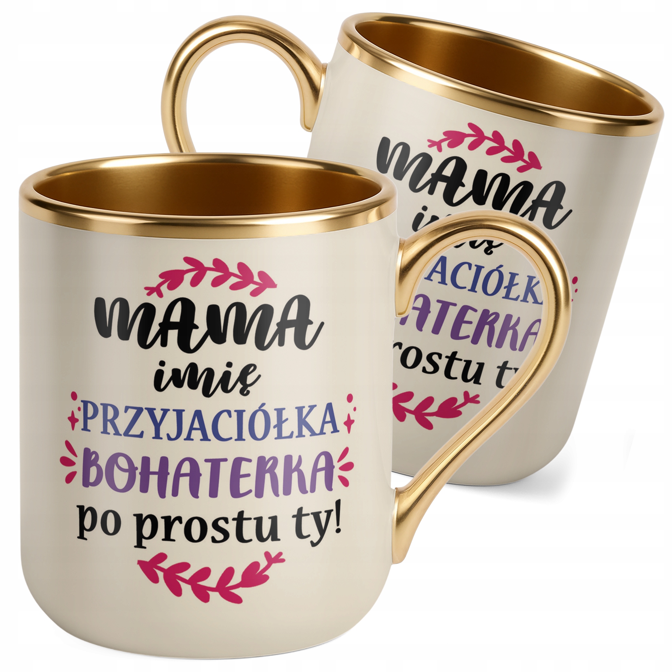 Kubek Premium Złoty Ecru Personalizowany Dzień Matki Dla Mamy