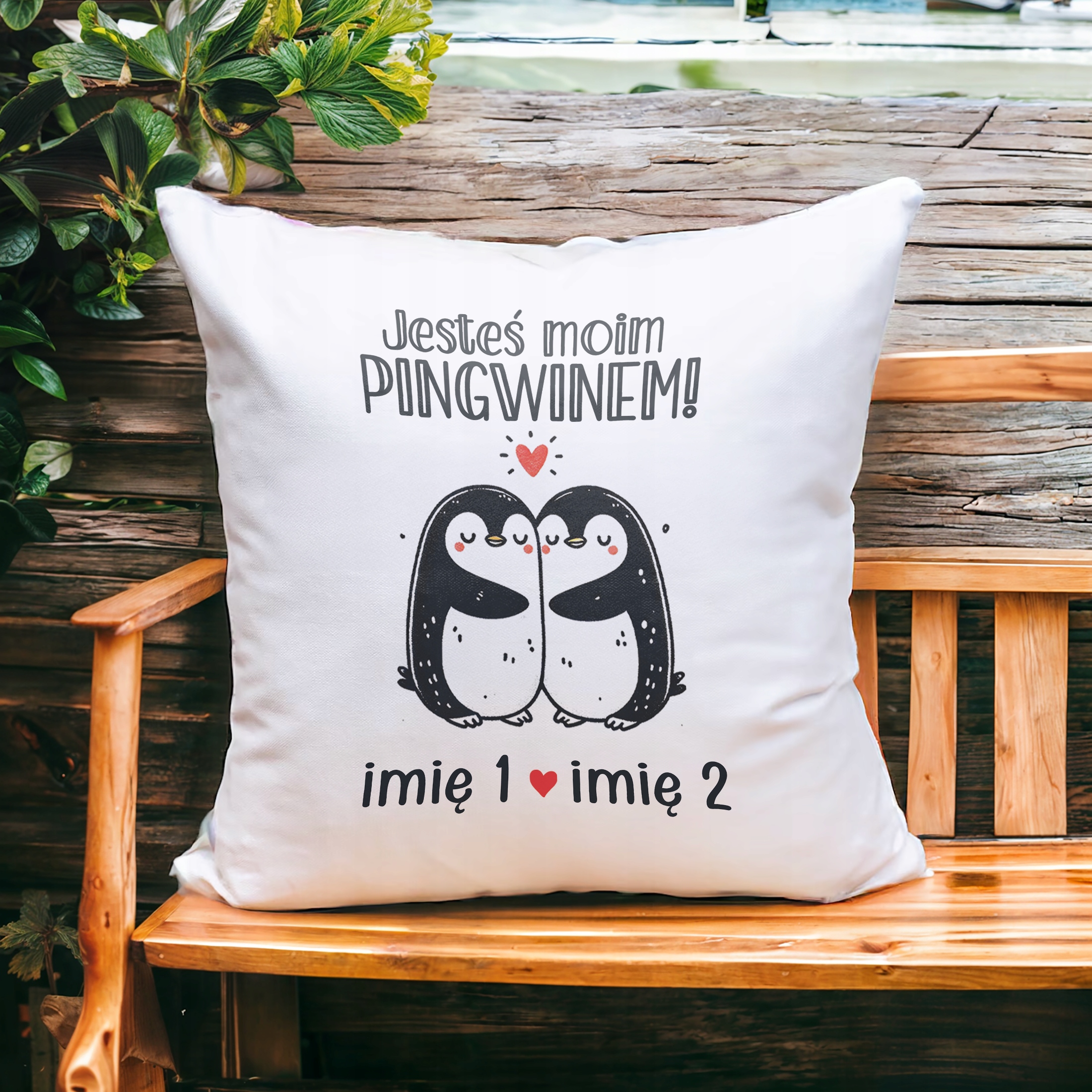 Poduszka 38x38cm Personalizowana na walentynki Z imionami Prezent
