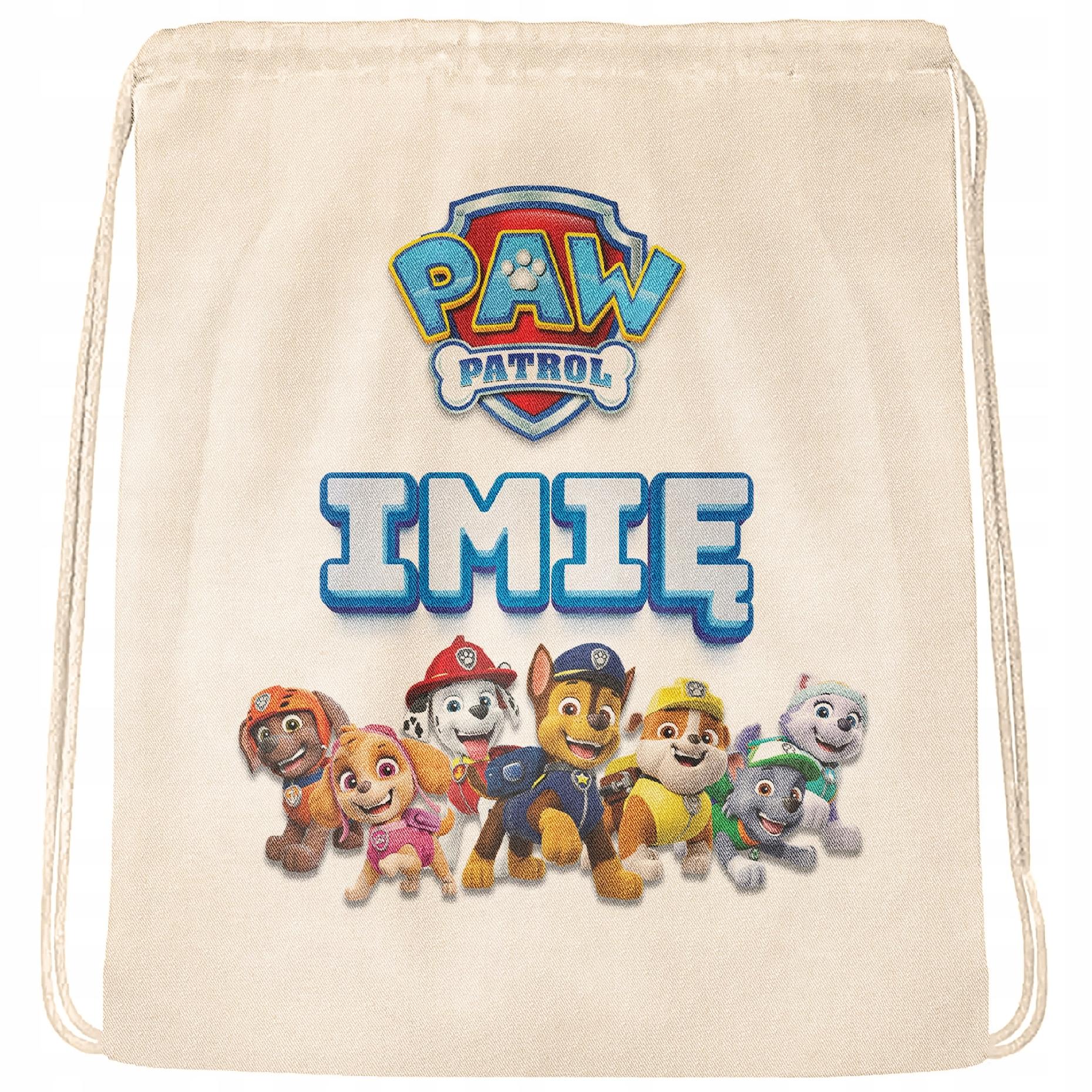 Plecak bawełniany Z Imieniem Psi Patrol Dla Dzieci Do Szkoły Przedszkola
