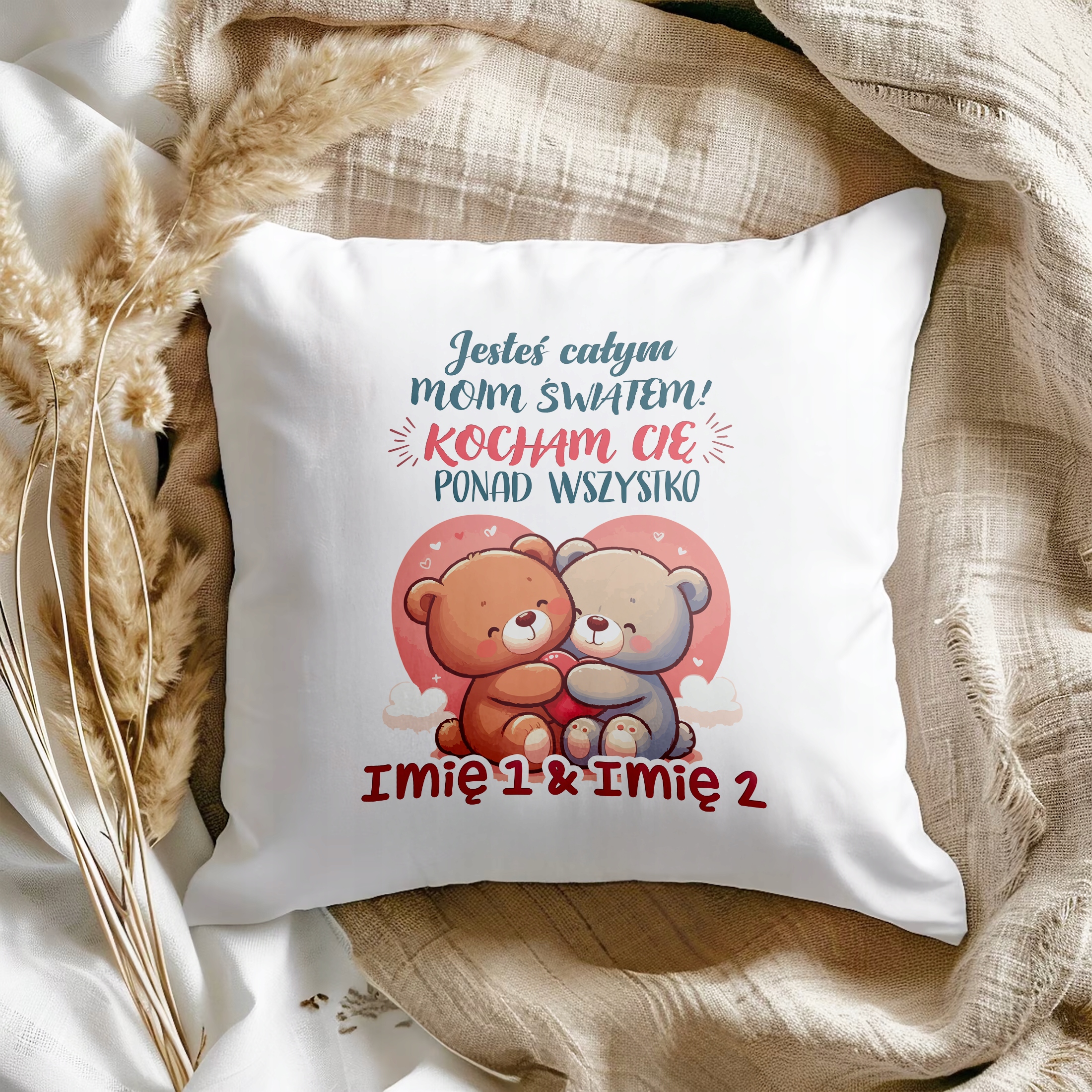 Poduszka 38x38cm Personalizowana Z okazji Walentynek Z imionami Prezent