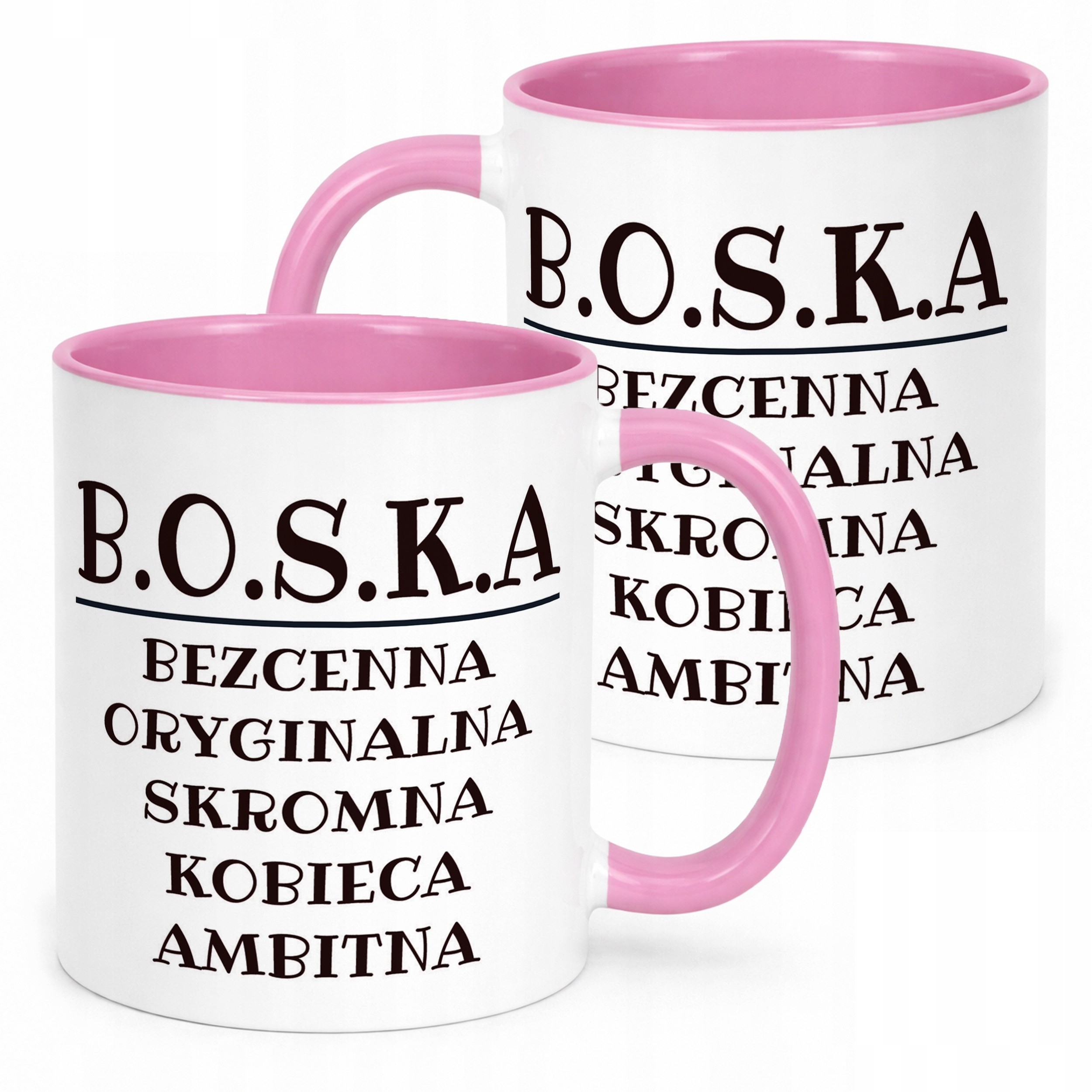 Kubek Różowy B.O.S.K.A Dla Kobiety Śmieszny Zabawny Prezent