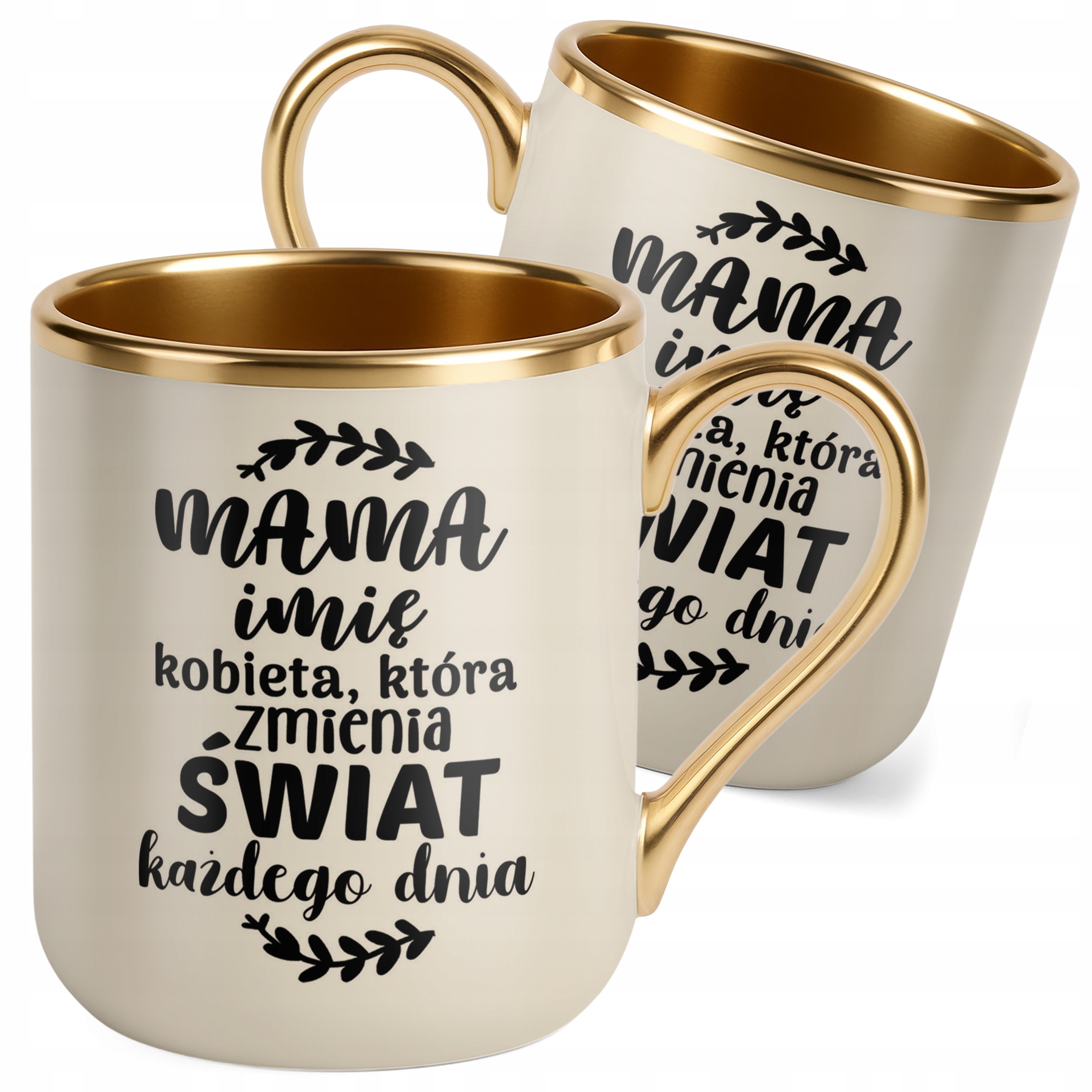 Kubek Premium Złoty Ecru Personalizowany Dzień Matki Dla Mamy