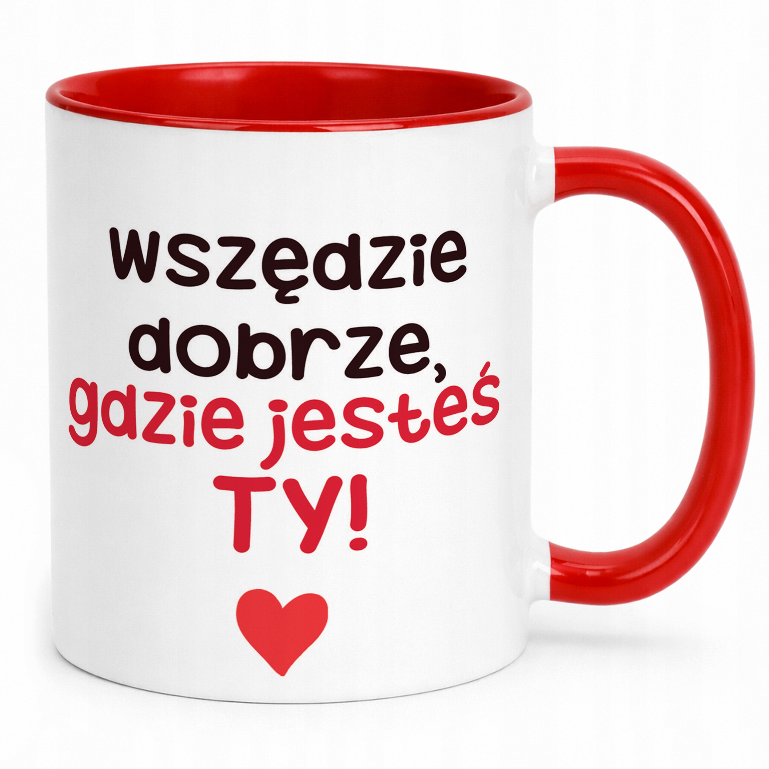 Kubek Czerwony Personalizowany Serce Walentynki Prezent Upominek