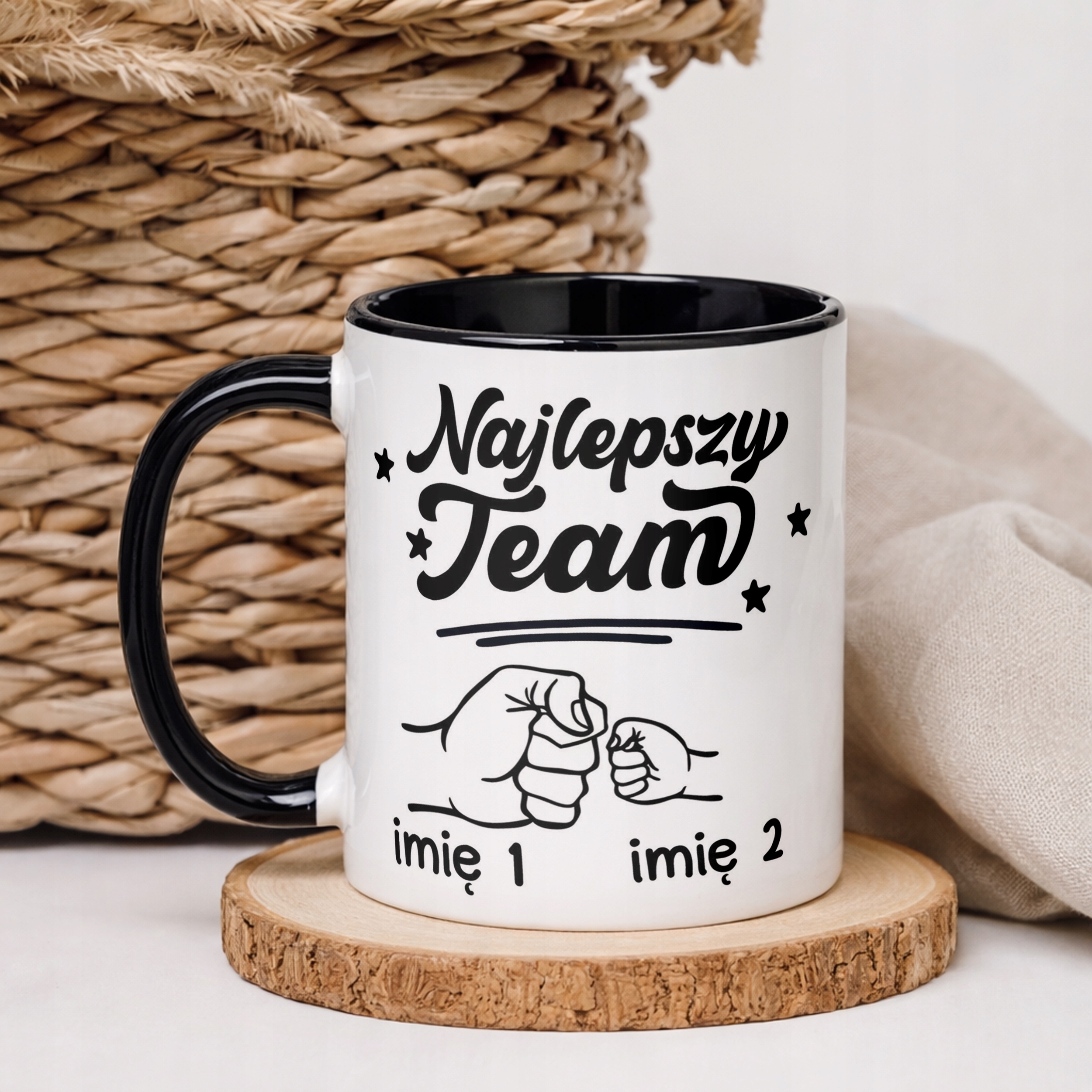 Kubek Czarny Personalizowany Dzień Ojca Najlepszy Team Prezent