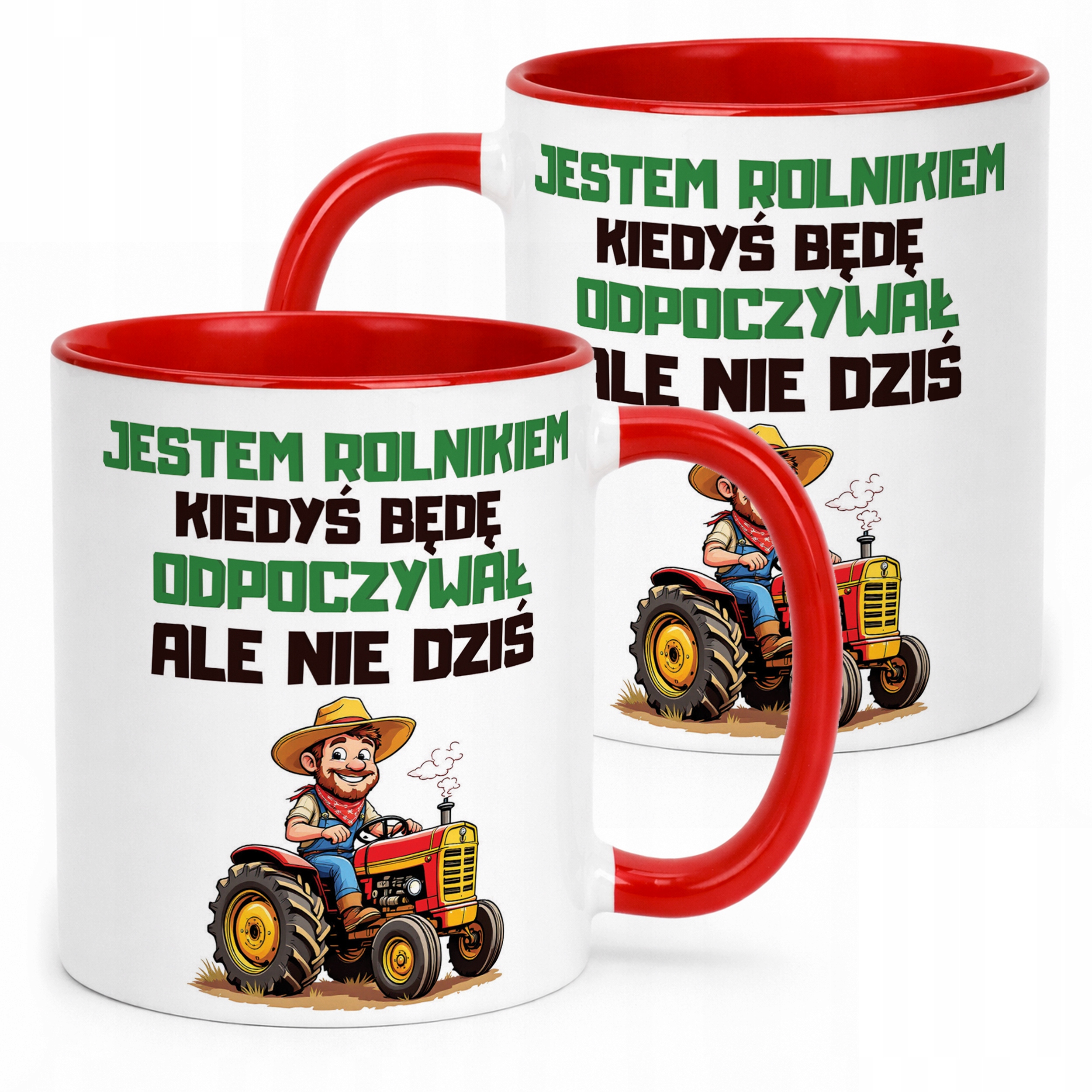 Kubek Czerwony Rolnik Dla Rolnika Traktor Zabawny Prezent Upominek