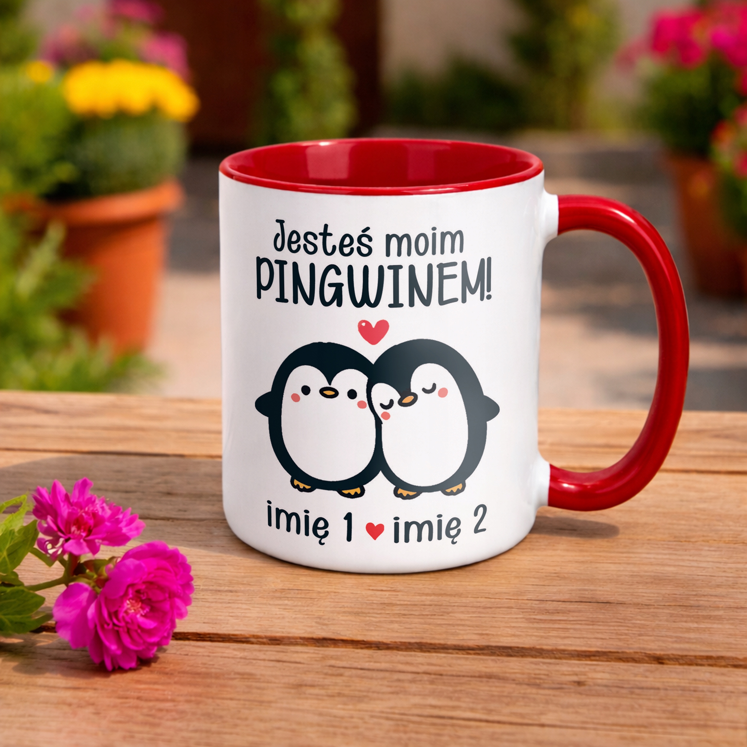 Kubek Czerwony Personalizowany Serce Walentynki Prezent Upominek