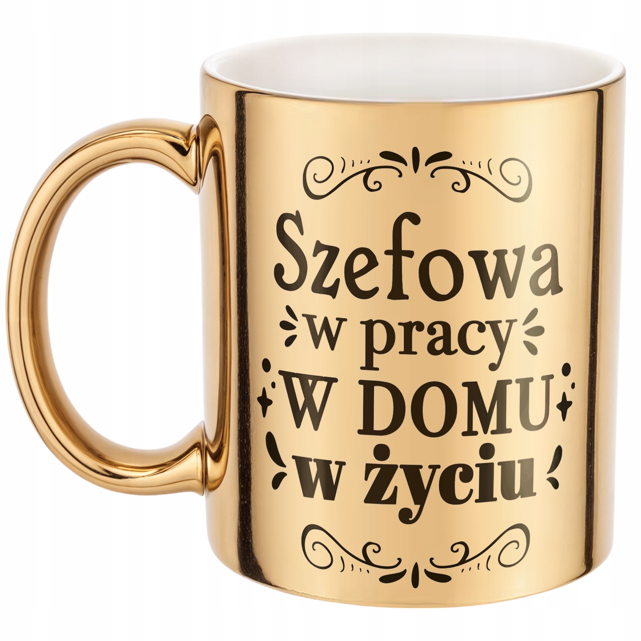 Złoty kubek na prezent Dzień Kobiet Szefowa W Domu Pracy Życiu Prezent