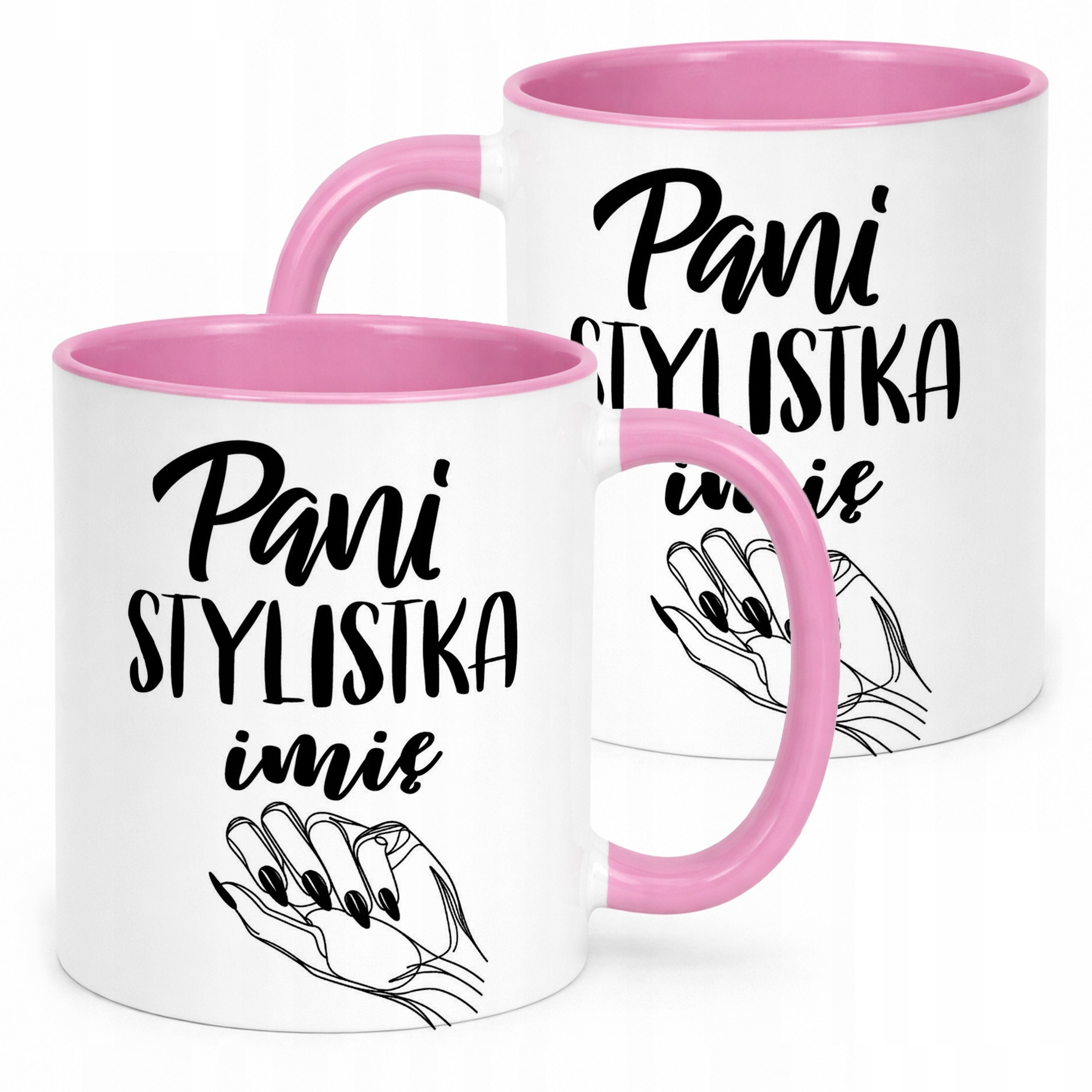 Kubek Różowy Personalizowany Pani Stylistka Dla Stylistki Paznokci