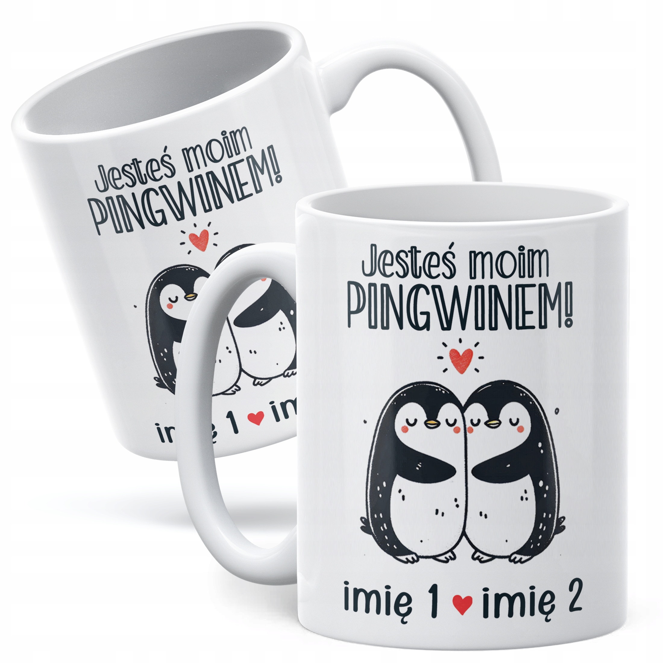 Kubek ceramiczny Personalizowany Walentynki Jesteś Moim Pingwinem