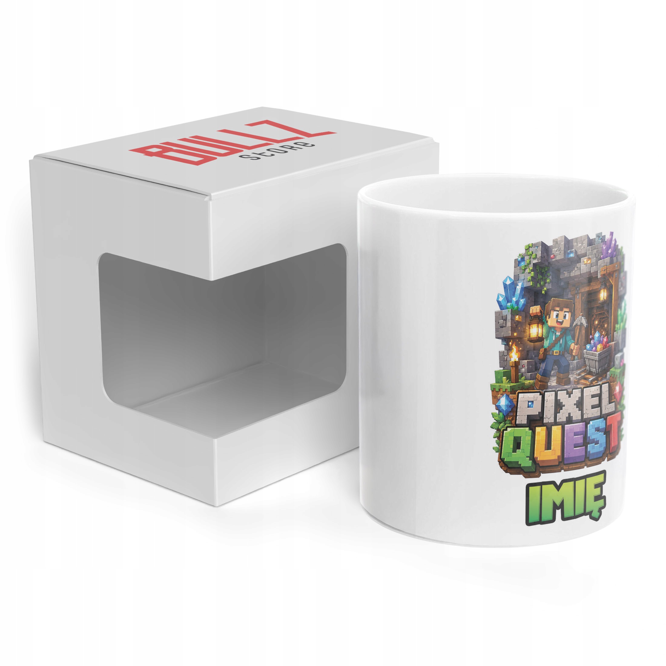 Zestaw Personalizowany Plecak Worek Kubek gra Pixel Quest Prezent