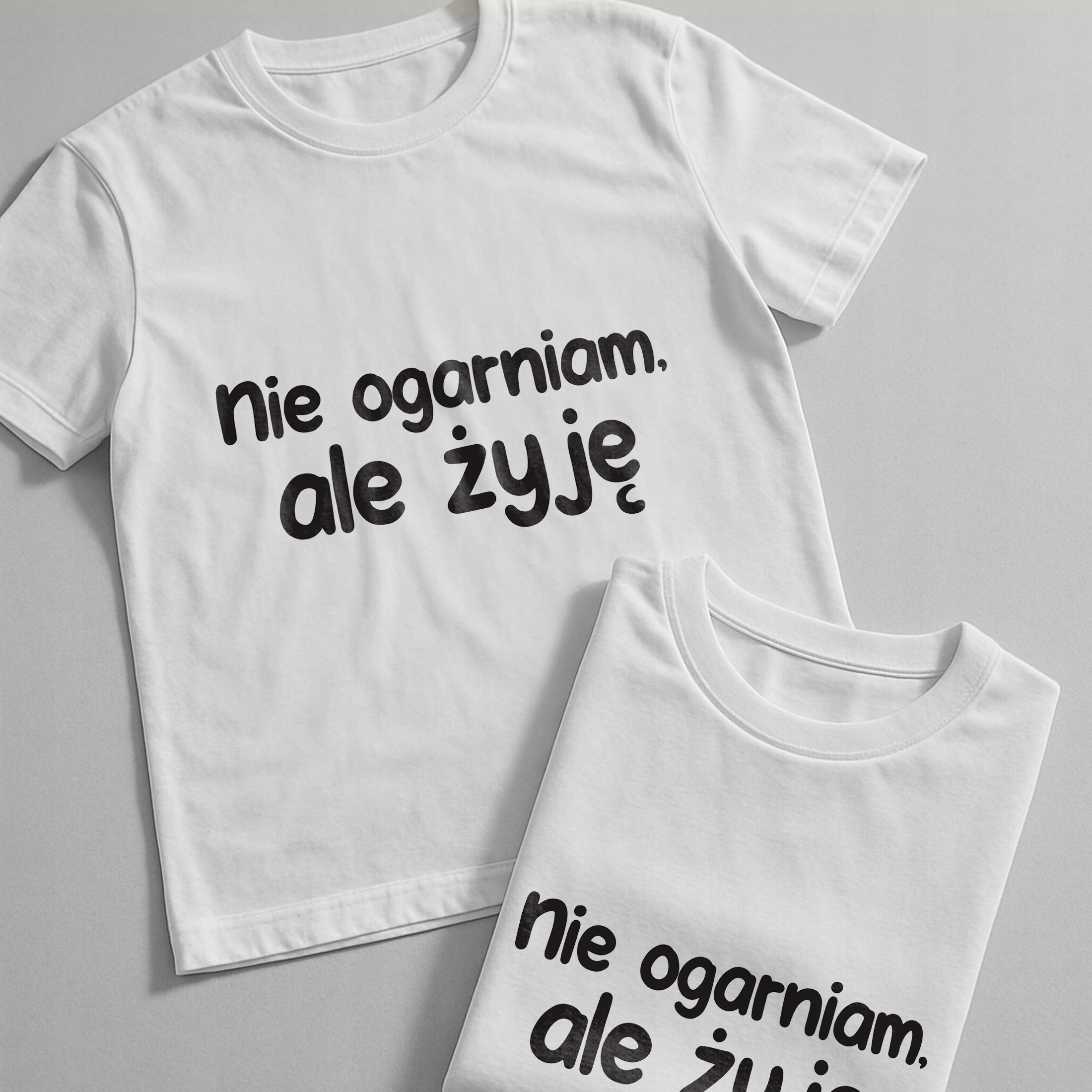 Koszulka biała męska Nie Ogarniam Ale Żyję Zabawny Prezent r. 3XL