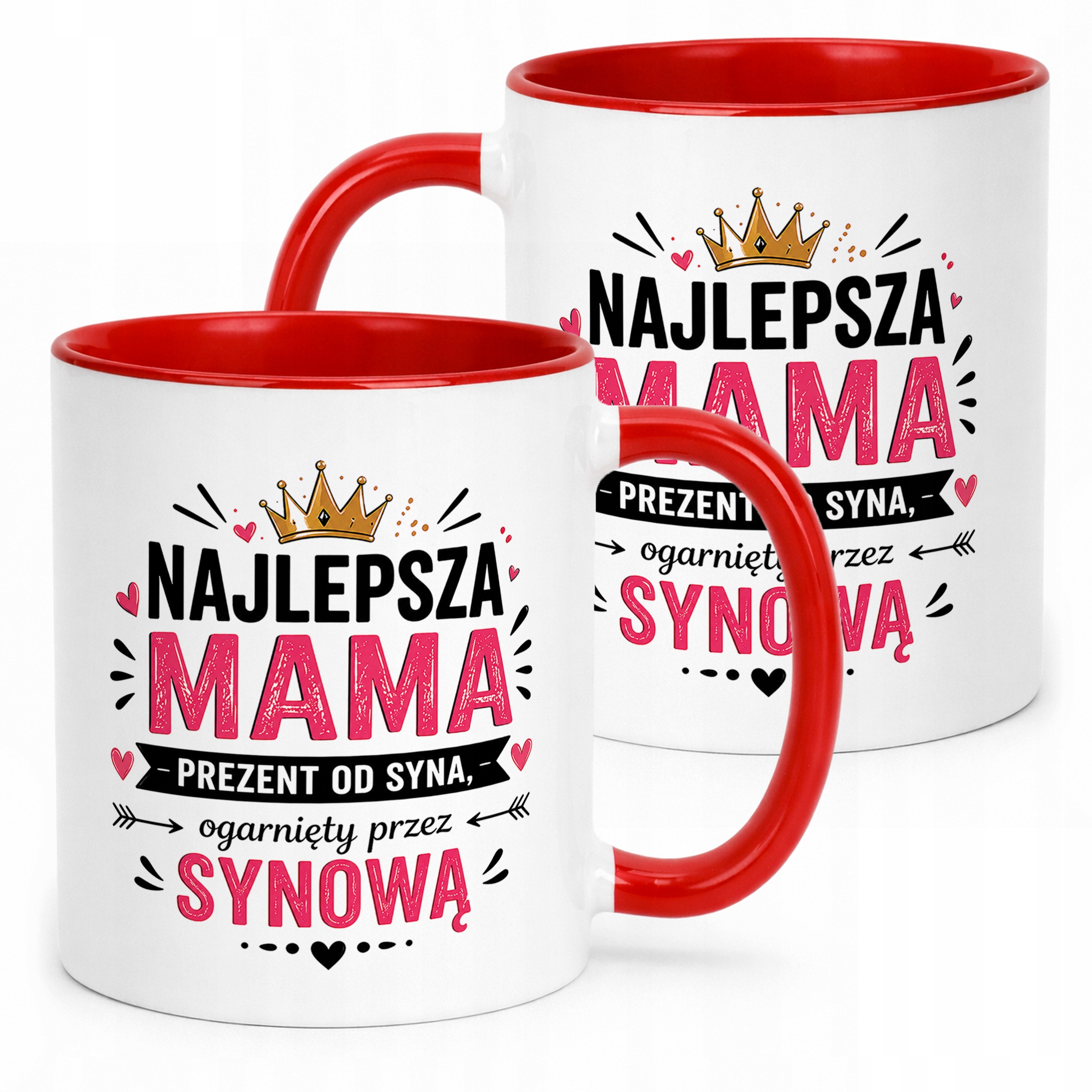 Kubek dla mamy czerwony prezent na Dzień Matki miły upominek dla mamy