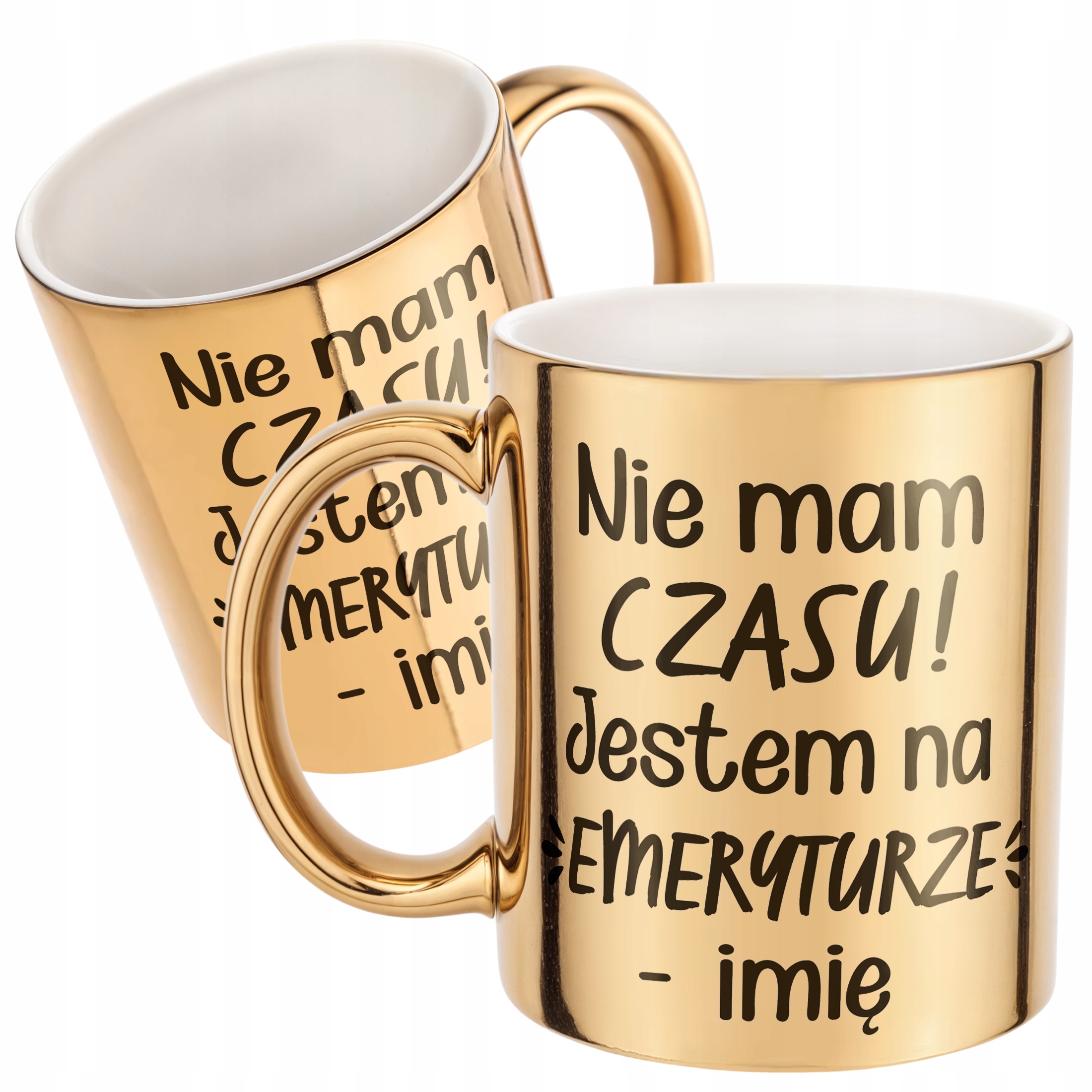 Złoty Kubek ceramiczny Personalizowany z okazji Emerytury Dla Emeryta