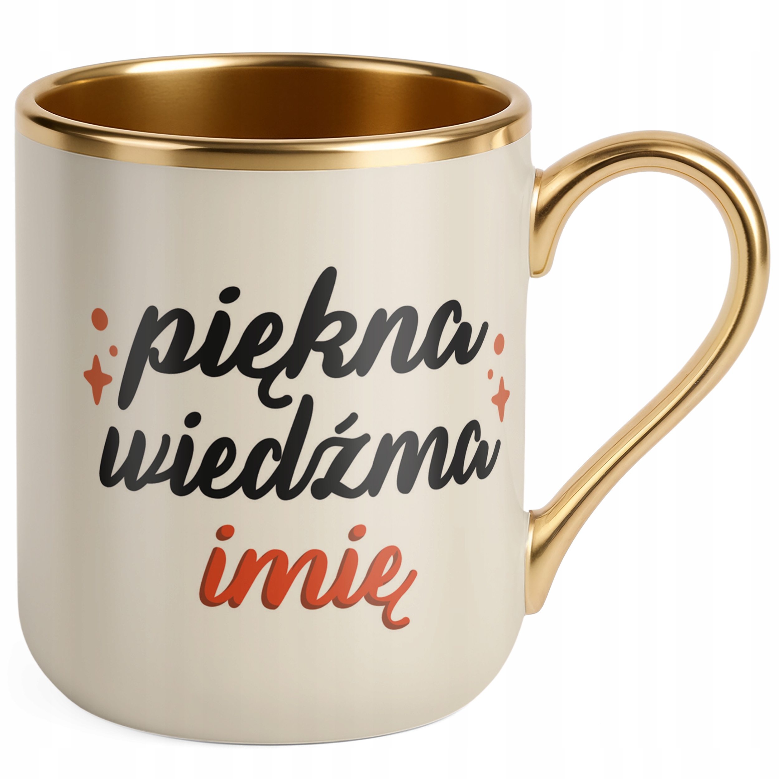 Kubek Premium Złoty Ecru Personalizowany Jesienny Piękna Wiedźma