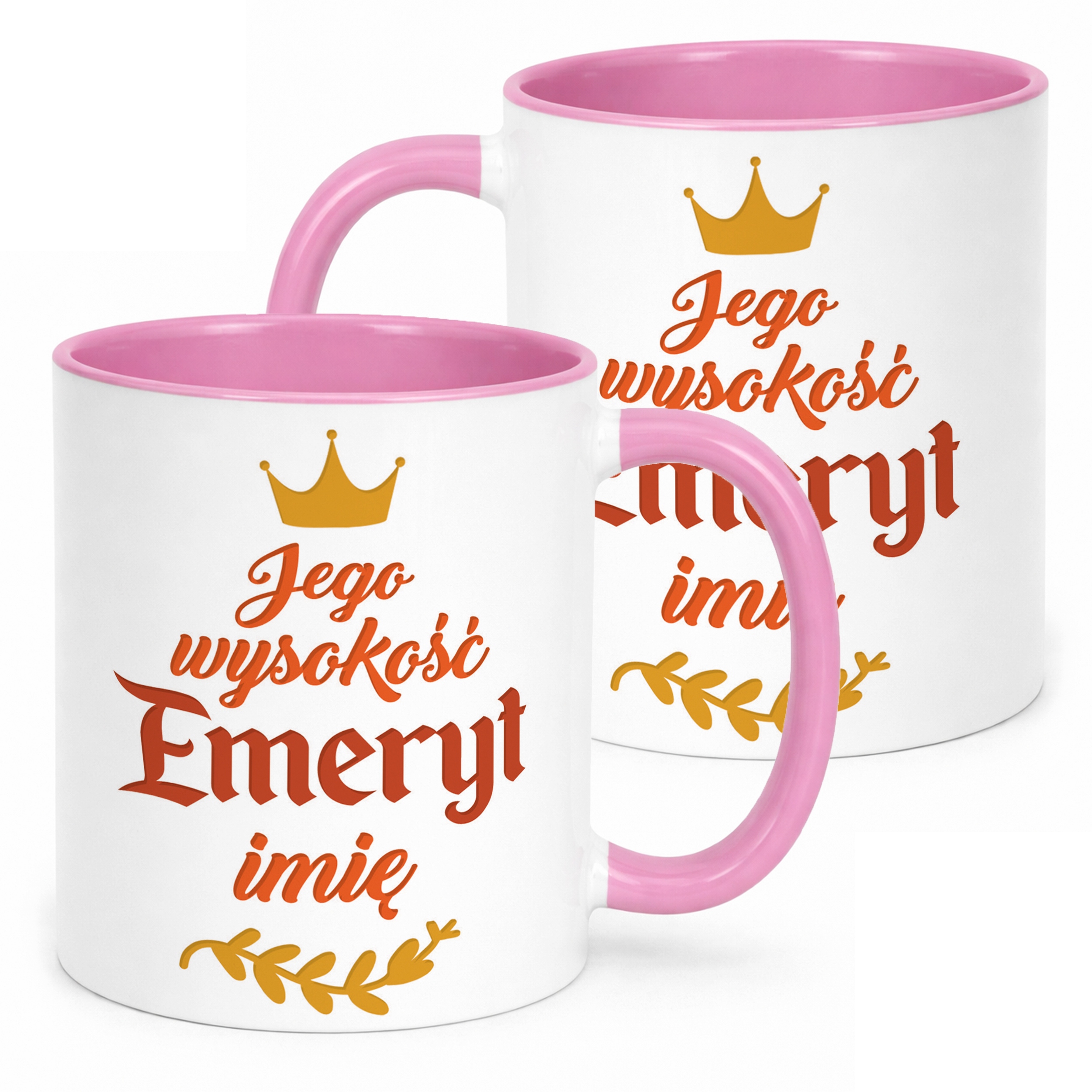 Kubek Różowy Personalizowany z okazji Emerytury Dla Emeryta Prezent