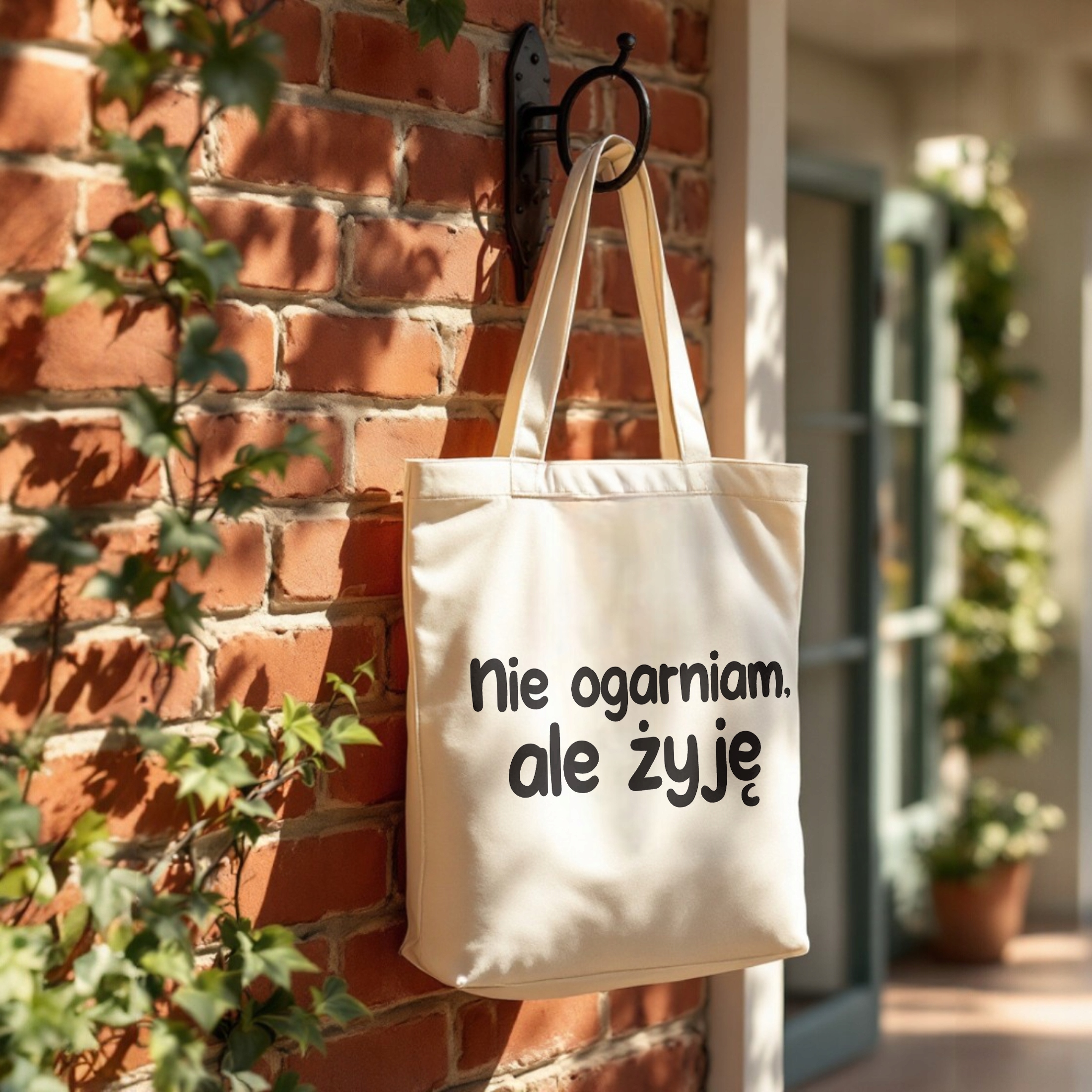 Torba bawełniana premium Nie Ogarniam Ale Żyję Zabawny Prezent