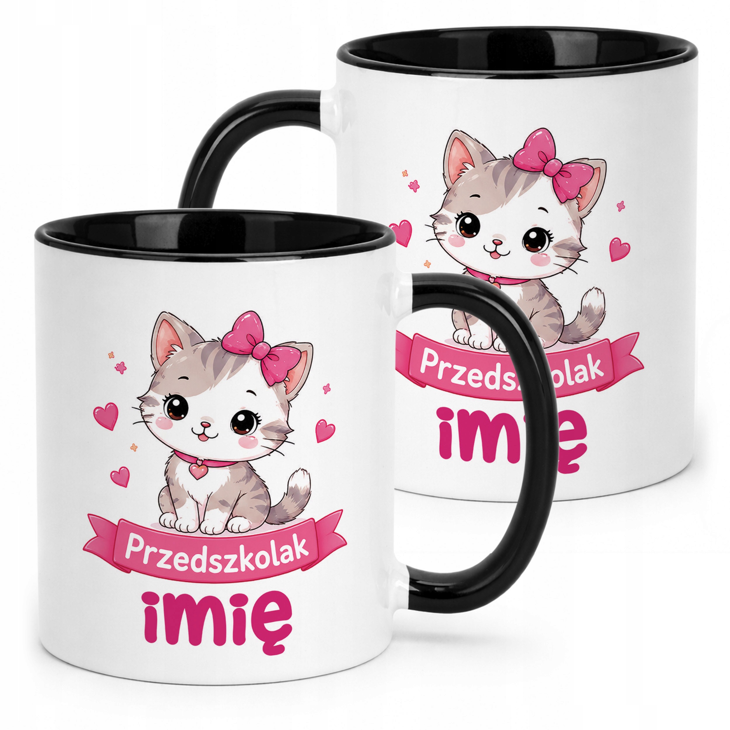 Kubek Czarny z nadrukiem personalizowany Przedszkolak Szkoła Dla Dzieci