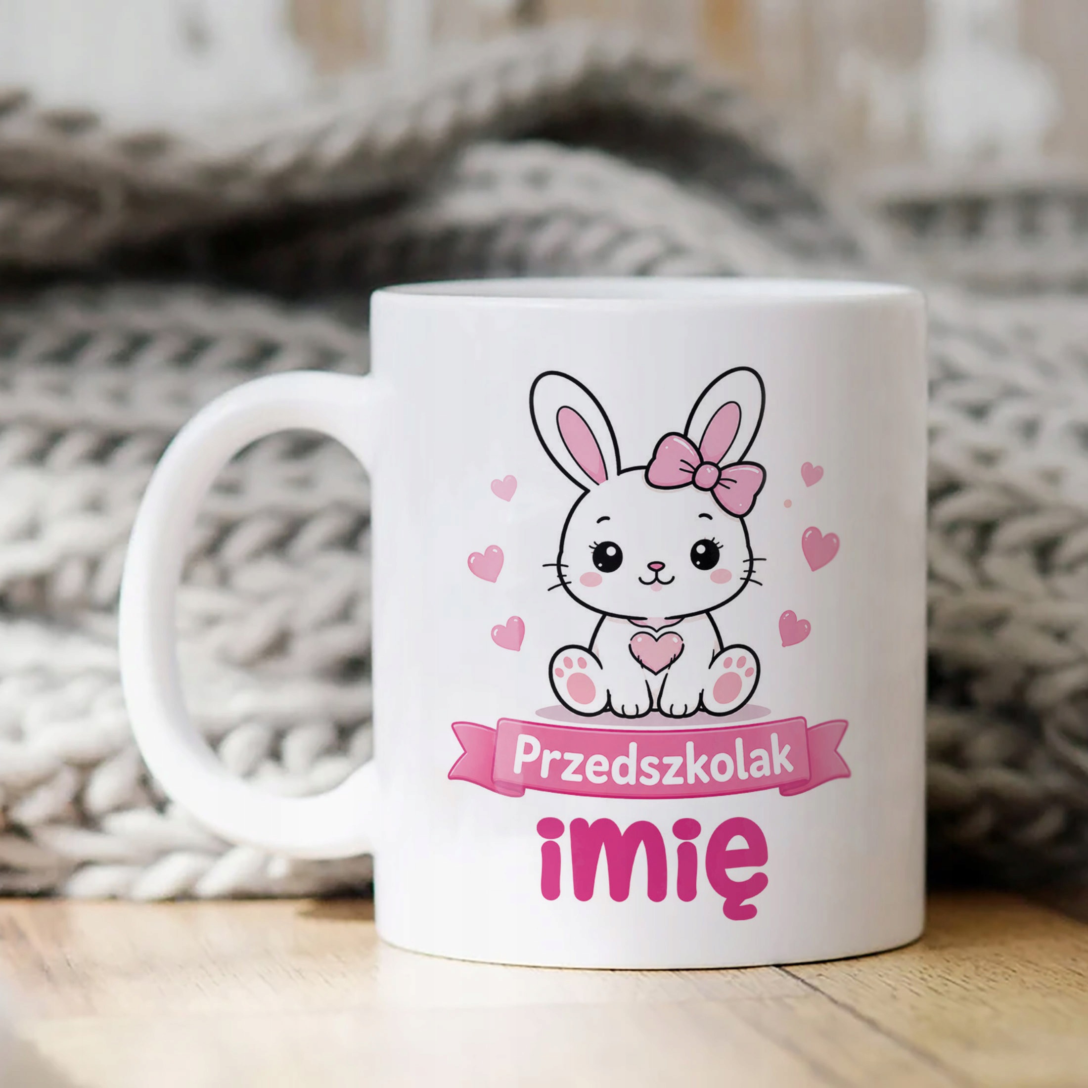 Biały Kubek z nadrukiem personalizowany Przedszkolak Szkoła Dla Dzieci