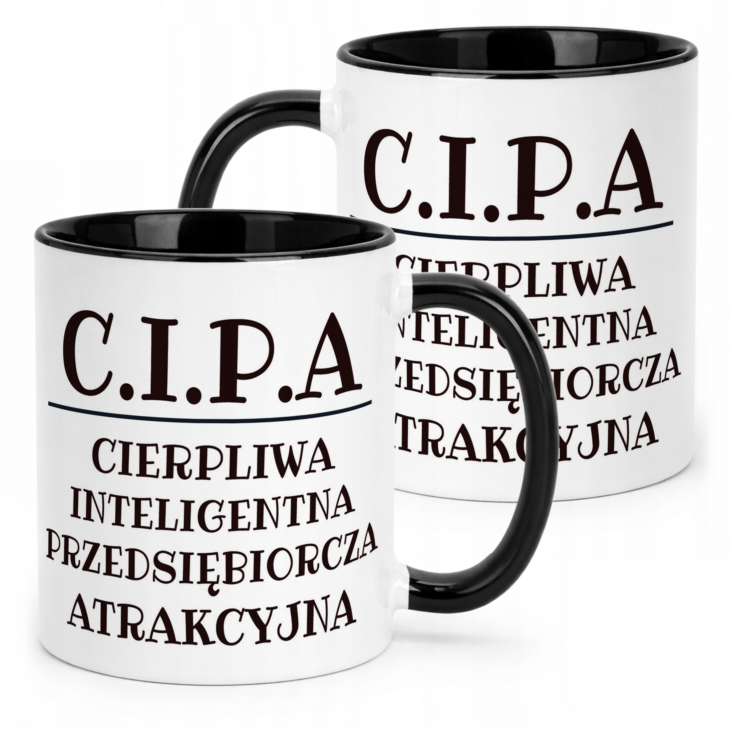 Kubek Czarny C.I.P.A Dla Kobiety Śmieszny Zabawny Prezent
